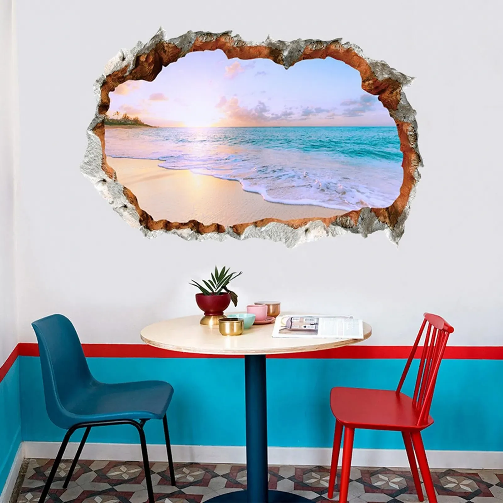 Настінна наклейка Пейзаж Вид на море з ефектом пролому 3D, фото №2