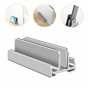 Вертикальная Подставка для ноутбука HOMSFOU Алюминиевая С док-станцией Регулируемый держатель для смартфона и планшета для дома и офиса synthetic.ua - Фото 1