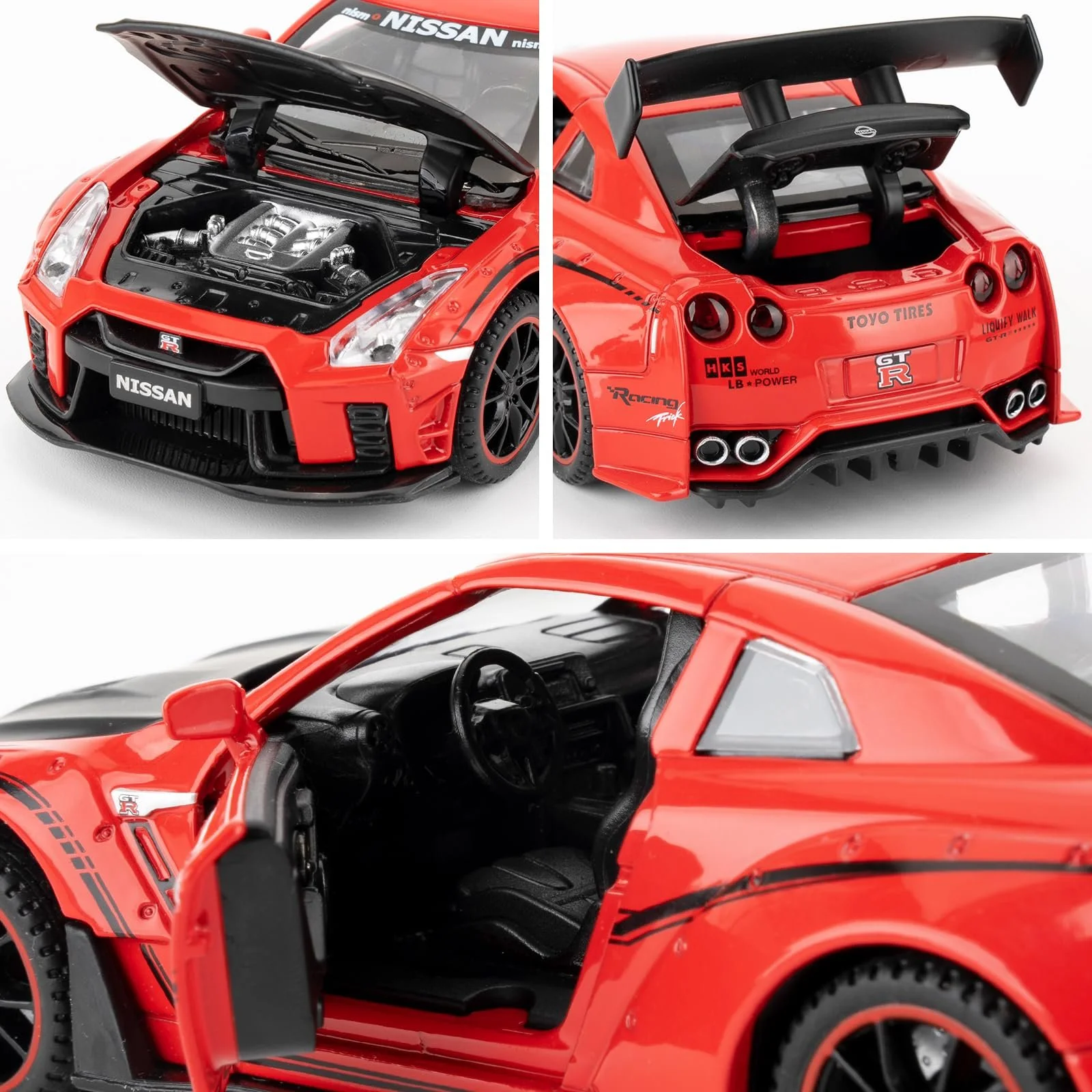 Игрушечная Машинка Nissan GTR R35 Modified LB Wide Body 1/32 Красный, фото №5 Игрушечная Машинка Nissan GTR R35 Modified LB Wide Body 1/32 Красный, фото №5