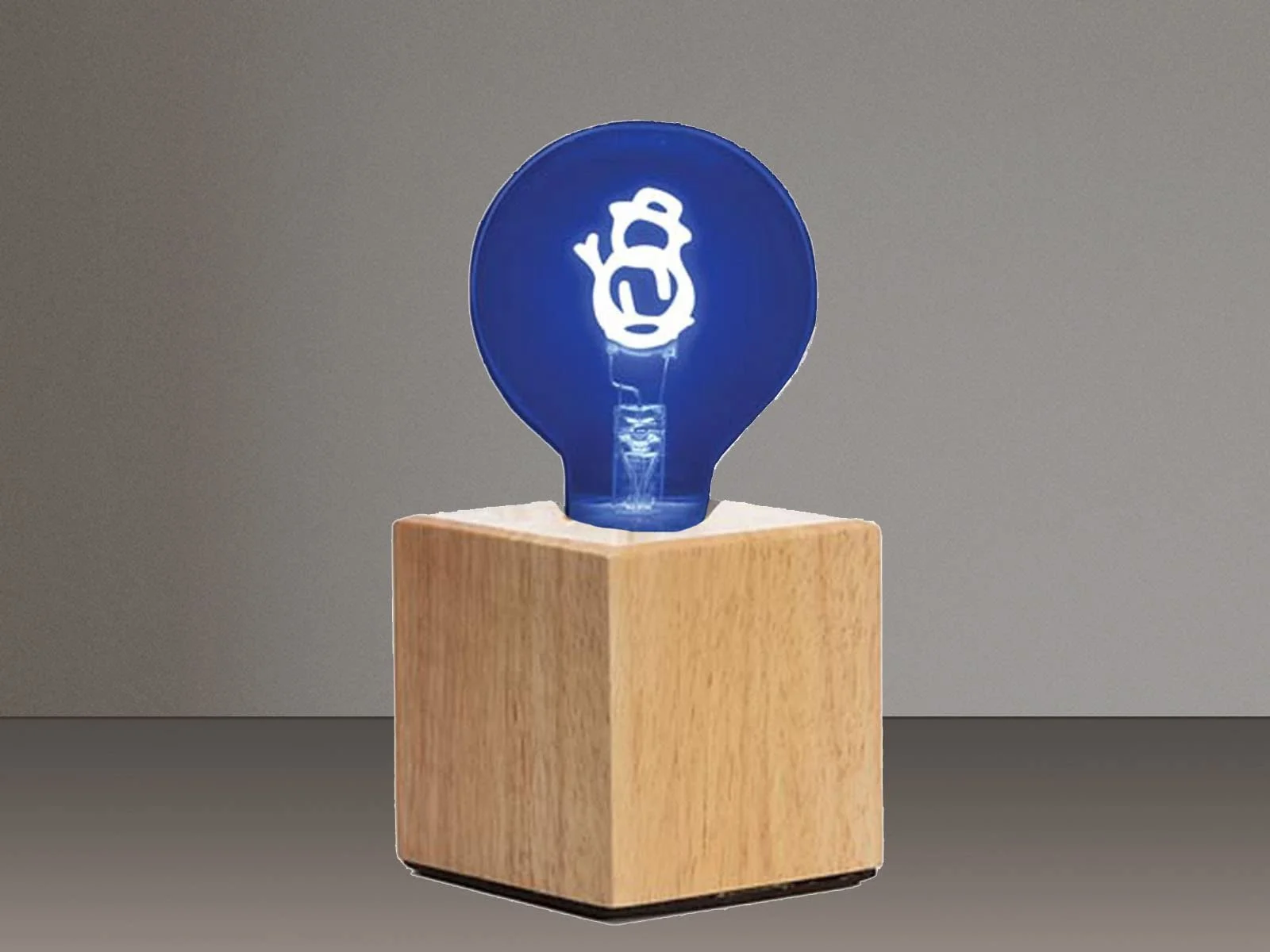 Настільна лампа meineWunschleuchte Cube Дуб 9 x 9 см з декоративною лампою Сніговик., фото №3