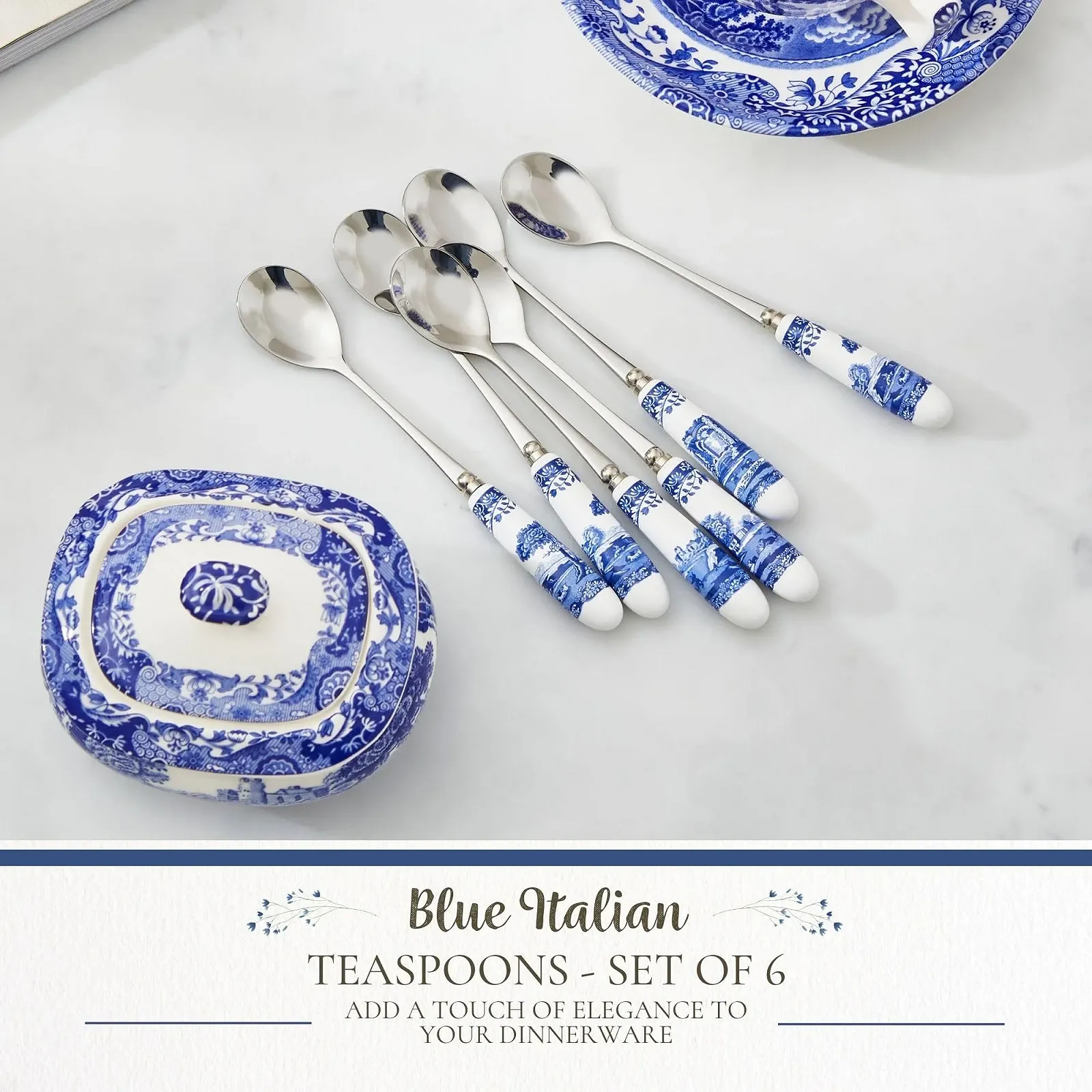 Чайні ложки Blue Italian S/6, блакитно-білі, фото №2