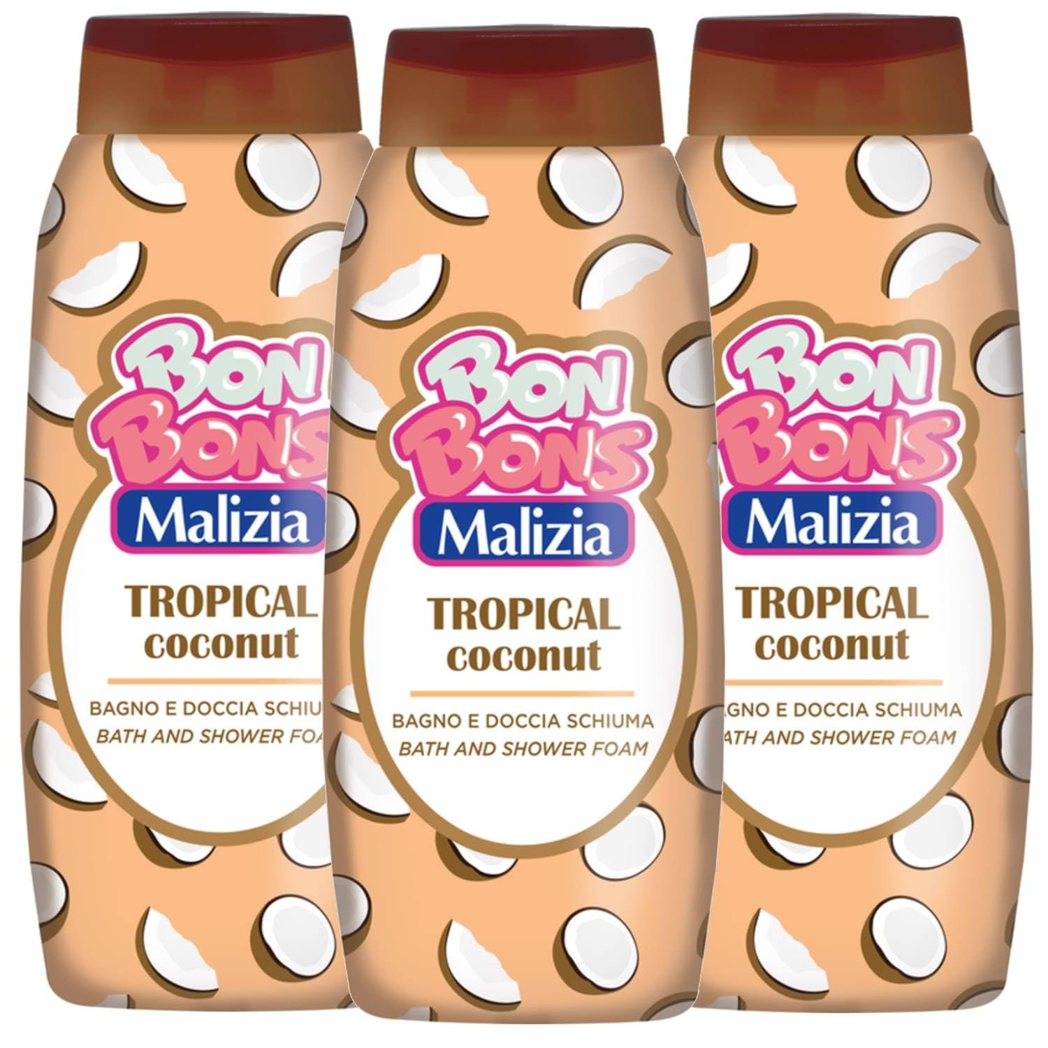 Піна для ванни Malizia Tropical Coconut 500 мл (3 шт.) свіжий та екзотичний аромат кокоса крем-формула зволожувальна, фото №1 Піна для ванни Malizia Tropical Coconut 500 мл (3 шт.) свіжий та екзотичний аромат кокоса крем-формула зволожувальна, фото №1