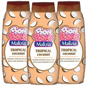 Піна для ванни Malizia Tropical Coconut 500 мл (3 шт.) свіжий та екзотичний аромат кокоса крем-формула зволожувальна - Фото 1