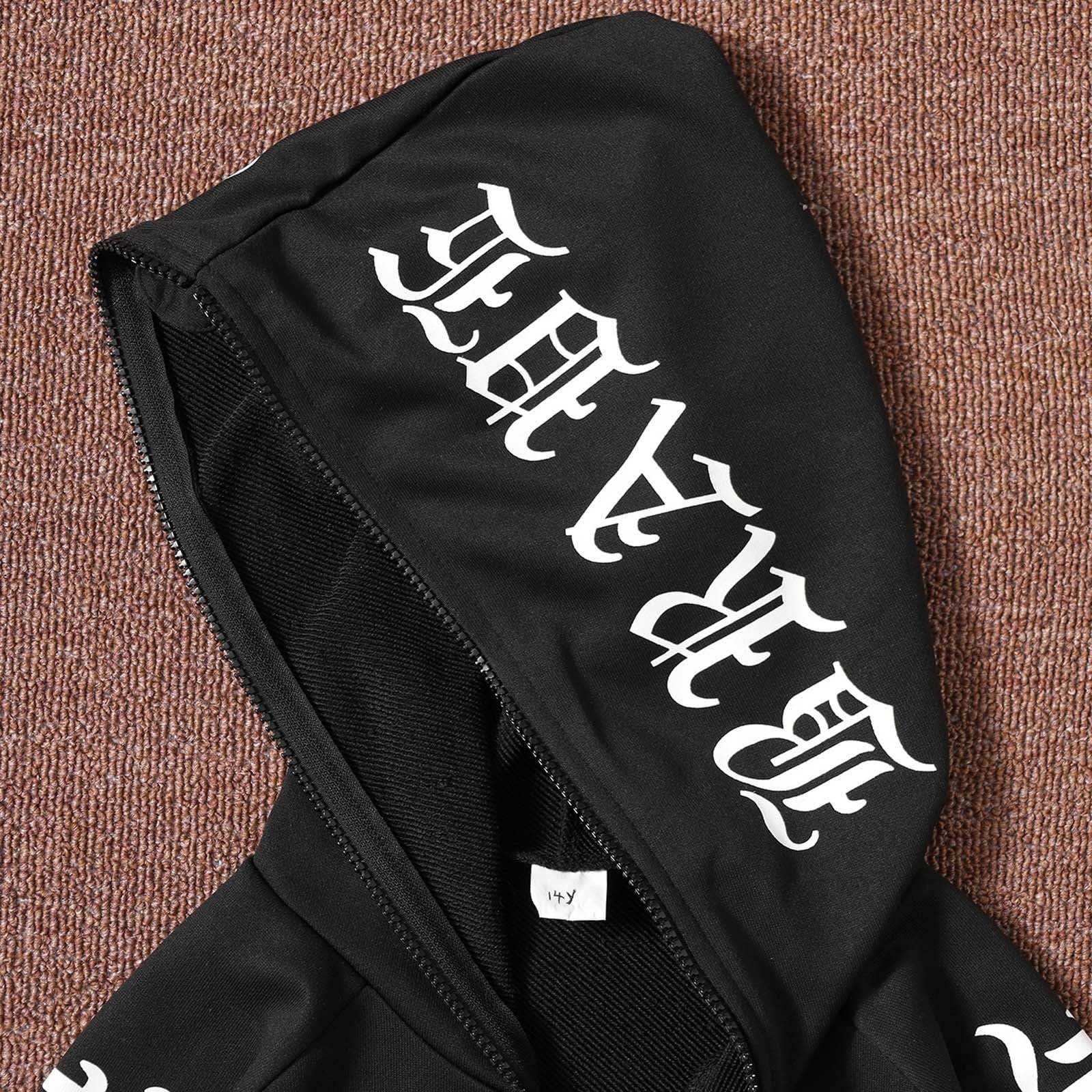 Толстовка Generisch для мальчиков-подростков 13-16 лет, флисовая куртка на молнии с буквенным принтом, повседневная верхняя одежда для школы и повседневной жизни, фото №7