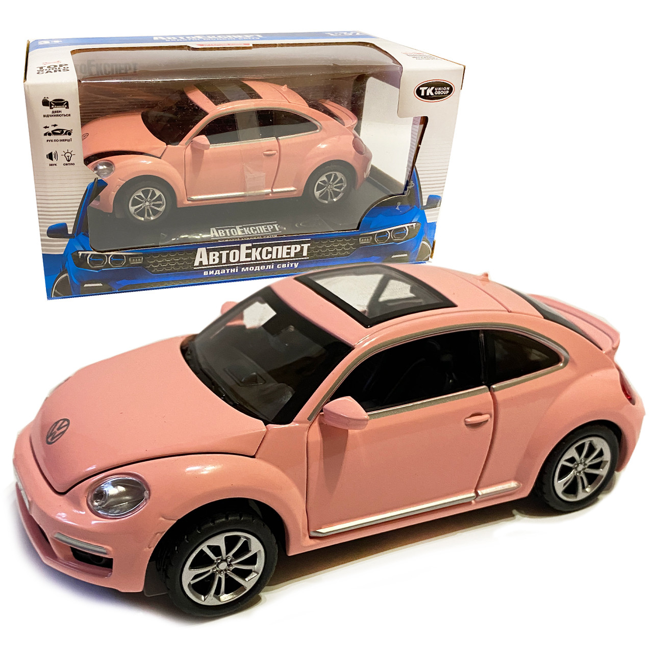 Машинка металлическая Volkswagen Beetle GSR Автоексперт Фольксваген жук розовый цвет звук свет окр, фото №1 Машинка металлическая Volkswagen Beetle GSR Автоексперт Фольксваген жук розовый цвет звук свет окр, фото №1