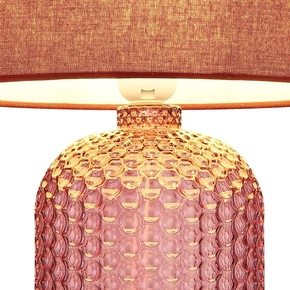 Настольная лампа прикроватная из красного стекла текстильный абажур 1x E27 Ø 26.5 x 50 см красная, фото №6