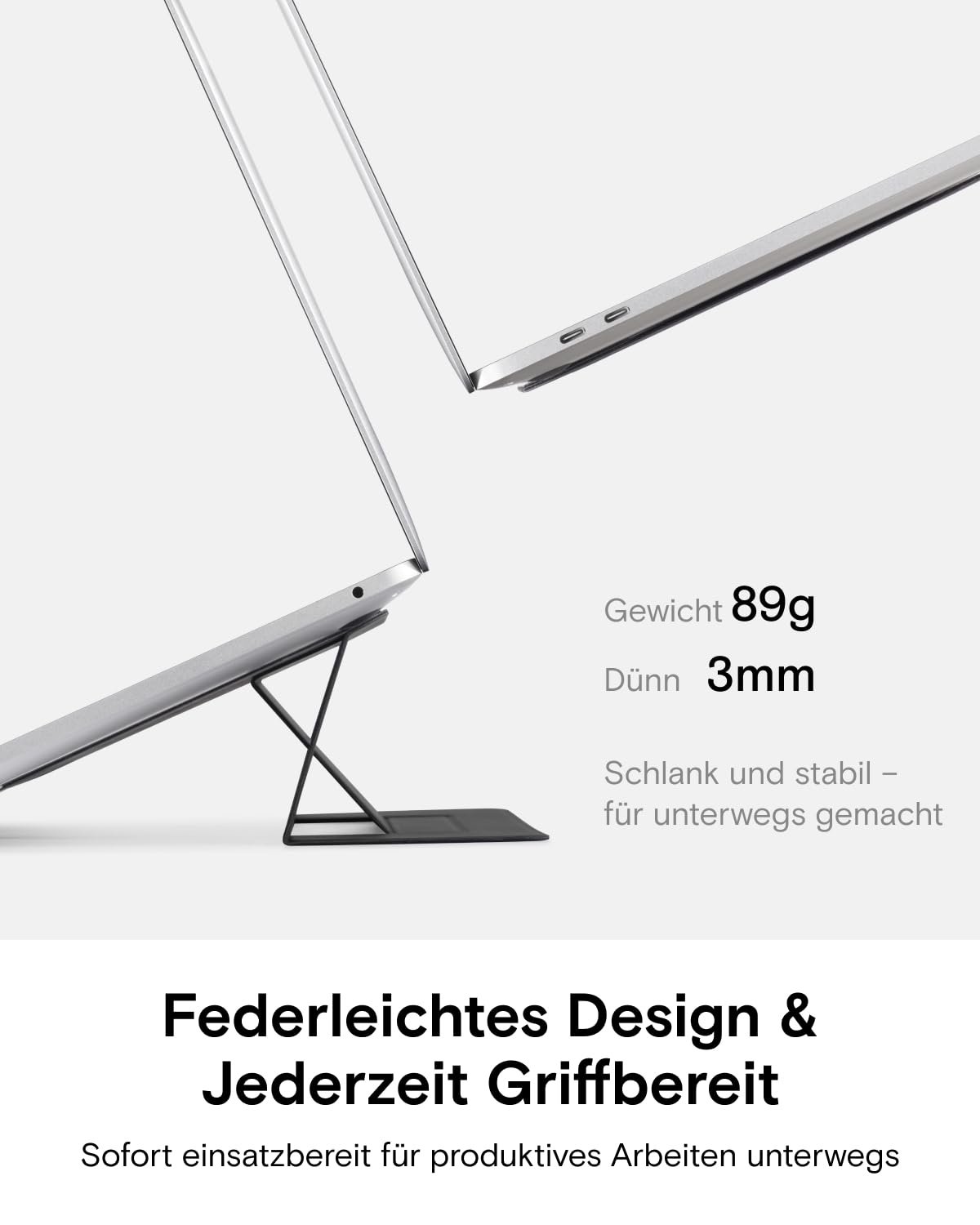 Підставка для ноутбука MOFT, складна підставка для ноутбука з 2 регульованими кутами, покращує поставу, сумісна з MacBook Air, MacBook Pro 11 - 16 дюймів, самоклеюча - Misty Bay, фото №3