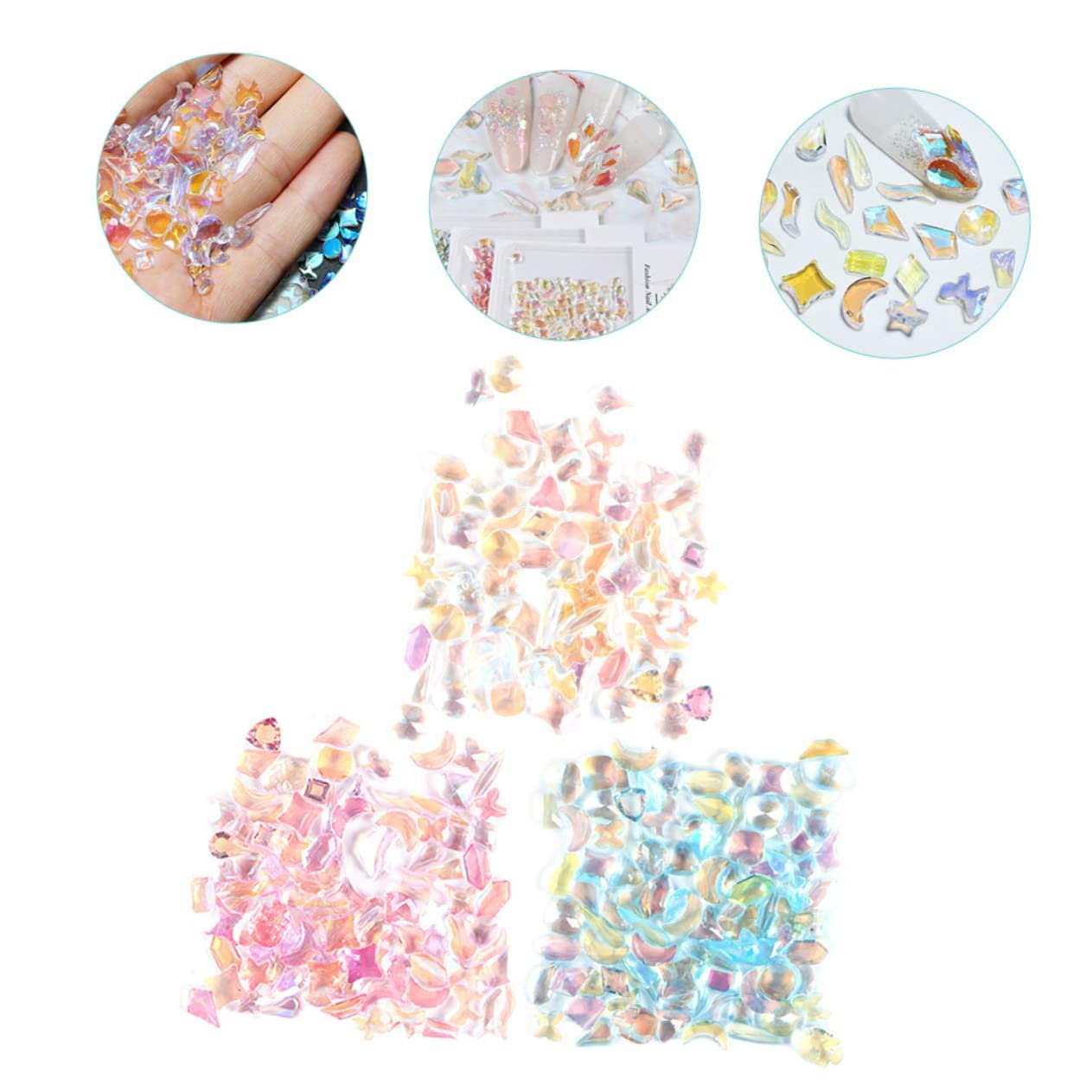 Стрази для нігтів Housoutil 3 пакетики смолисті плоскі для саморобного дизайну, фото №8