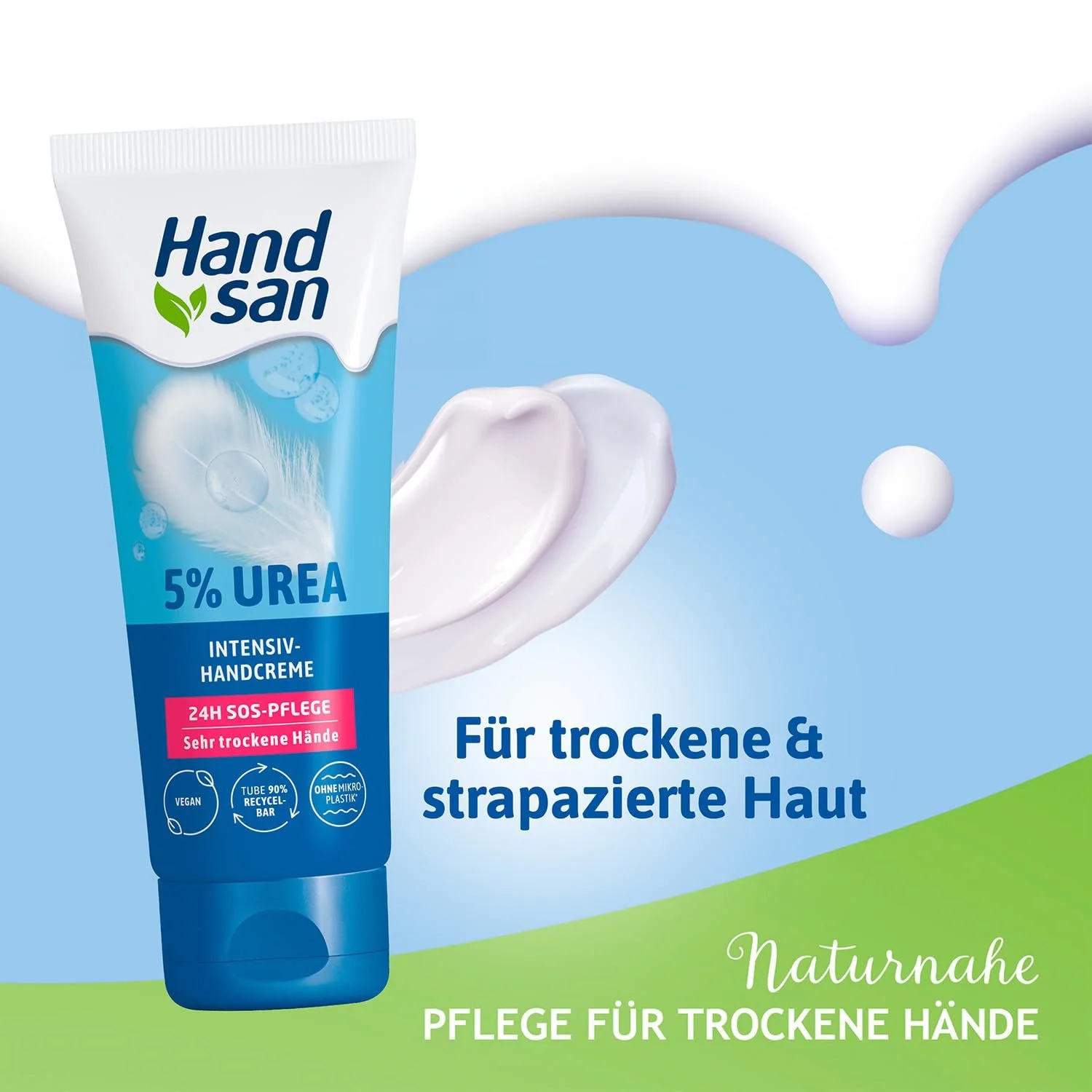 Крем для рук Handsan Urea Intensive з 5% сечовини для дуже сухої та подразненої шкіри рук 90 мл, фото №5