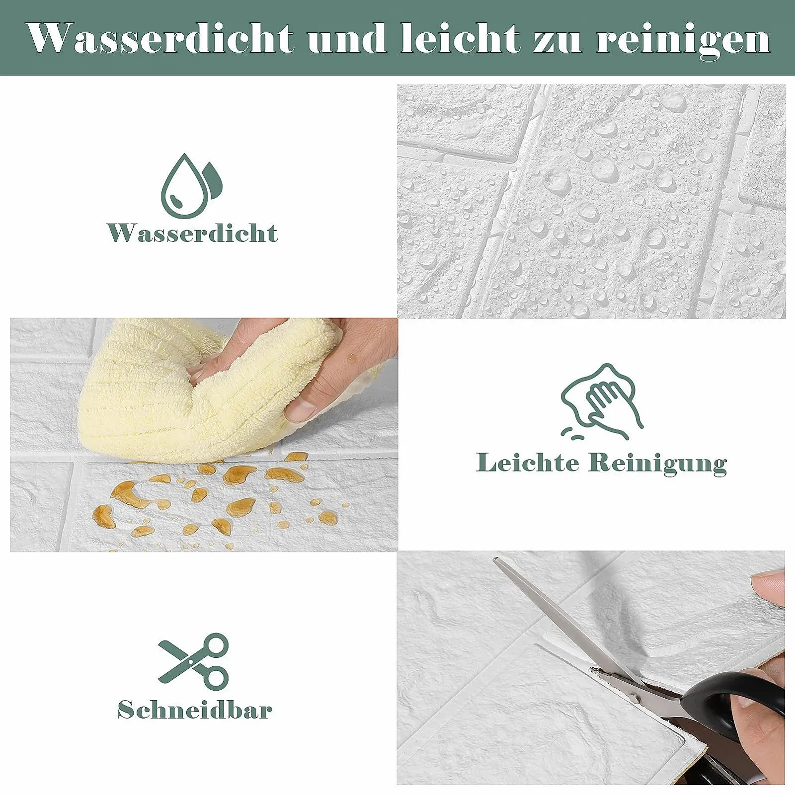 3D-шпалери AllRight Stone-Look Wall Panels Brick Wall Sticker 10 шт., фото №3