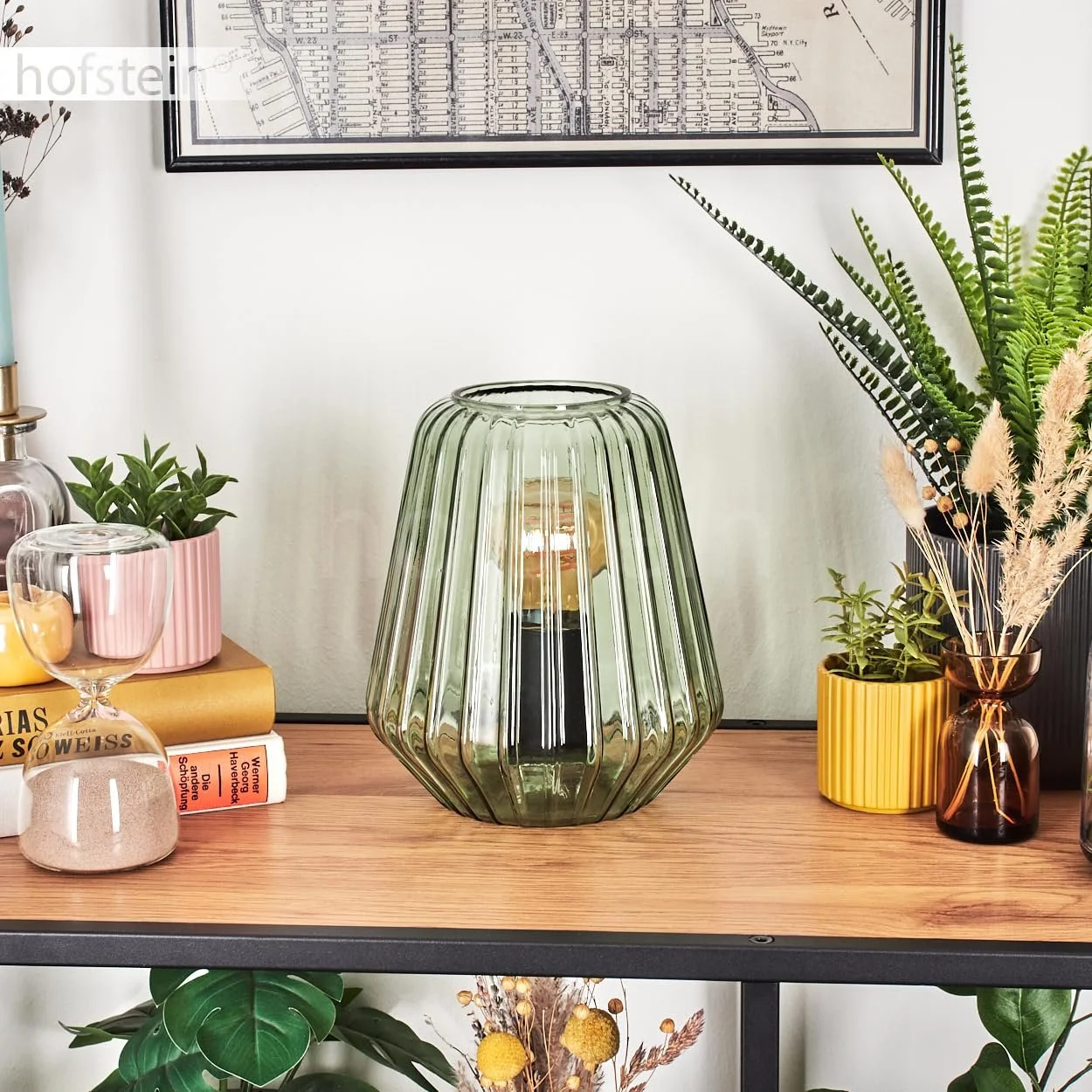 Настільна лампа HOFSTEIN Telhais метал/скло Ø17 см 1 x E27 чорна/зелена, фото №3