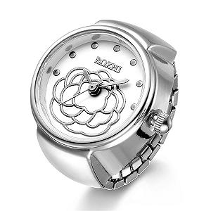 Кольцо-часы женские JewelryWe Цветы аналоговые Кварцевые Серебряные Золотые - Фото 1