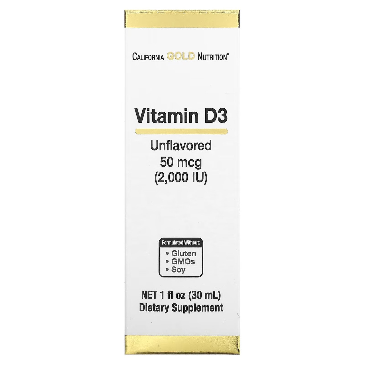 Витамин D3 California Gold Nutrition Vitamin Unflavored 2,000 IU 30 ml, фото №1