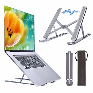 Подставка для ноутбука алюминиевая регулируемая по высоте с магнитной конструкцией складная для ноутбуков 10-15.6 дюймов (Space Grey) - Фото 1