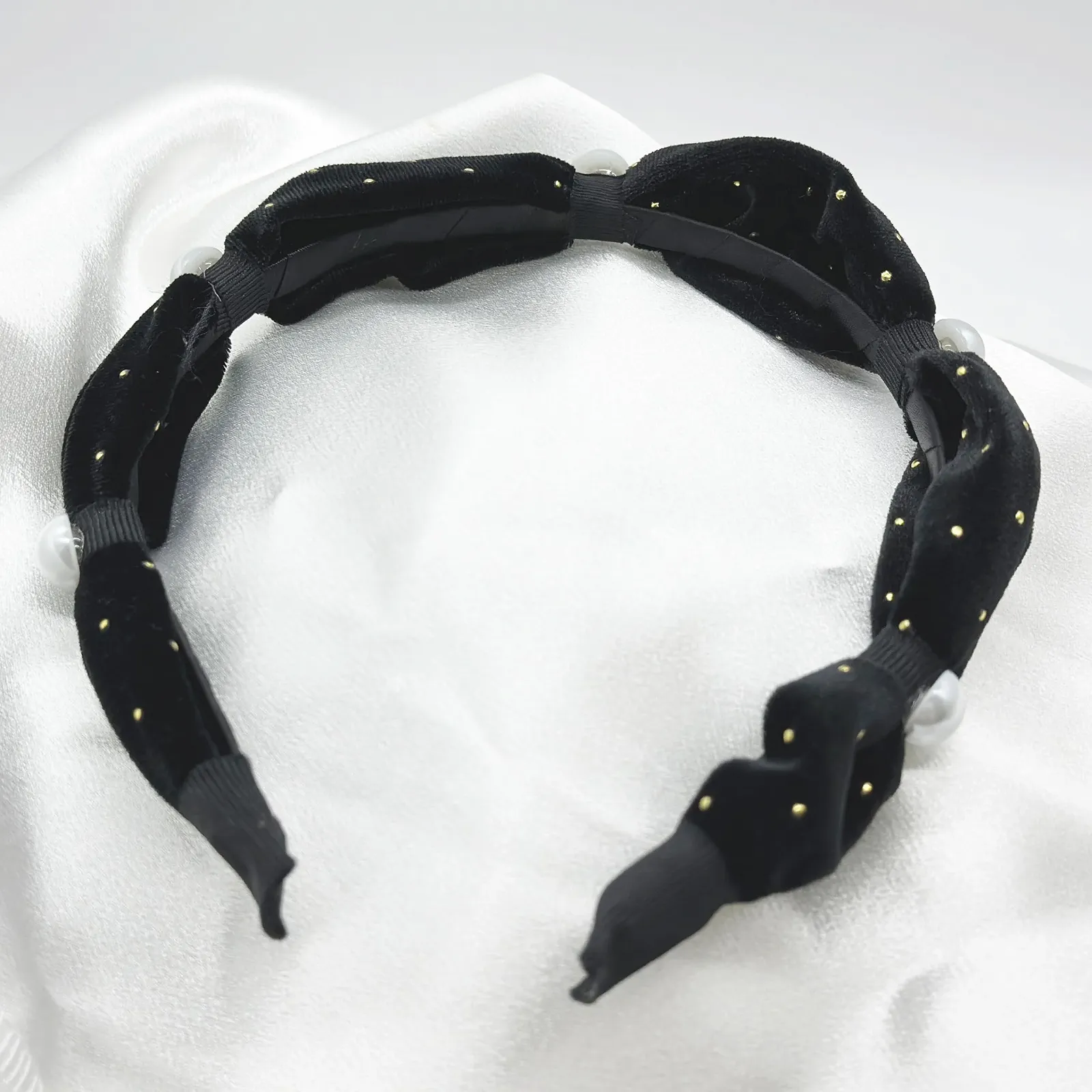 Обруч Бархатный с жемчугом, фото №4