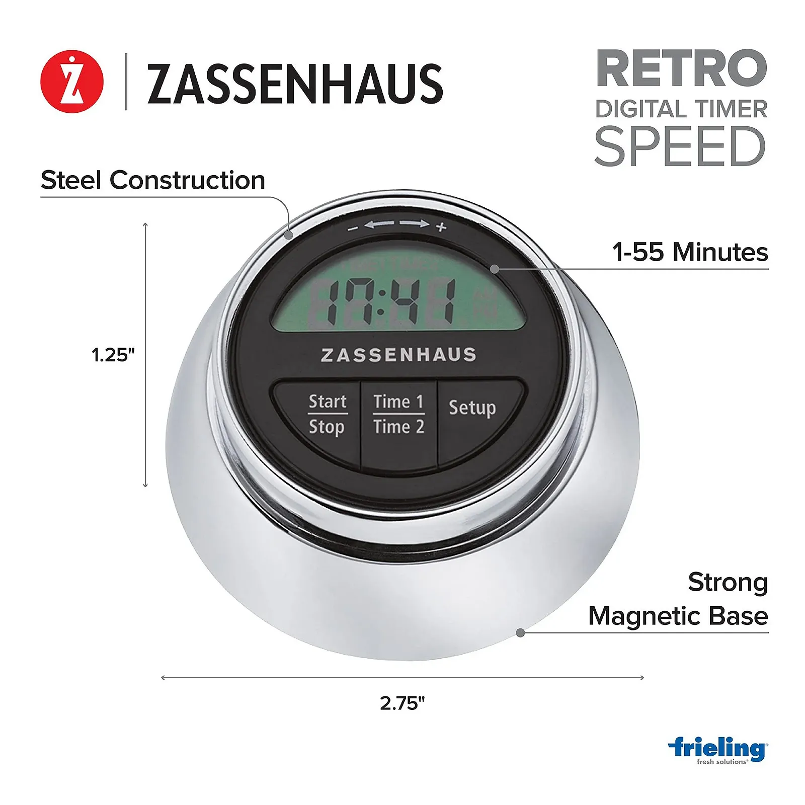 Таймер цифровой Zassenhaus Retro Speed Хром, фото №2