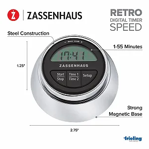 Таймер цифровой Zassenhaus Retro Speed Хром synthetic.ua - Фото 1