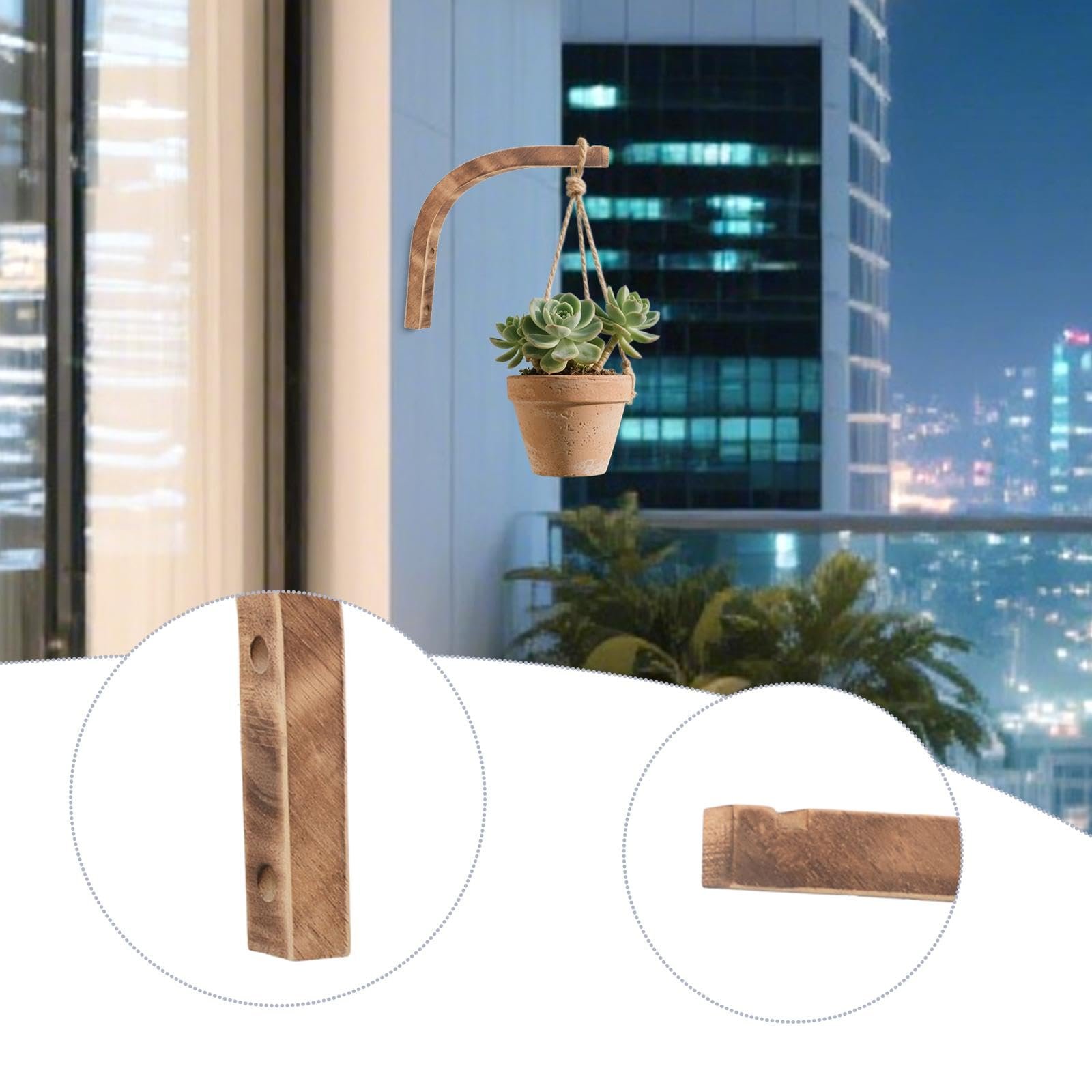 Кронштейн для підвісних рослин Harilla 23 x 23 см Дерево Темне дерево, фото №3 Кронштейн для підвісних рослин Harilla 23 x 23 см Дерево Темне дерево, фото №3