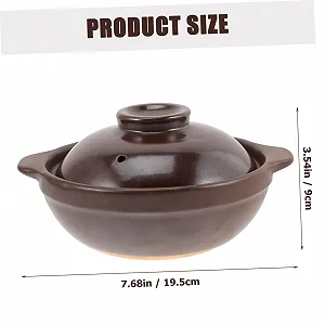 Горщик глиняний з кришкою малий розмір термостійкий для супів та каш коричневий synthetic.ua - Фото 1