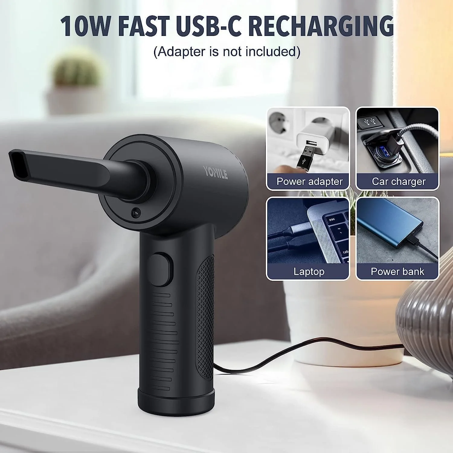 Аккумуляторная воздуходувка YOMILE 120000 RPM 7600 мАч 3 скорости, фото №5 Аккумуляторная воздуходувка YOMILE 120000 RPM 7600 мАч 3 скорости, фото №5