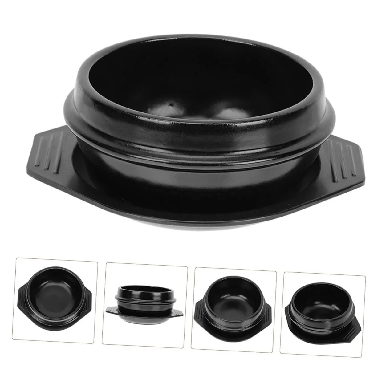 Кам'яний горщик BESPORTBLE Bibimbap із термостійкої кераміки з ручками та підставкою, фото №7