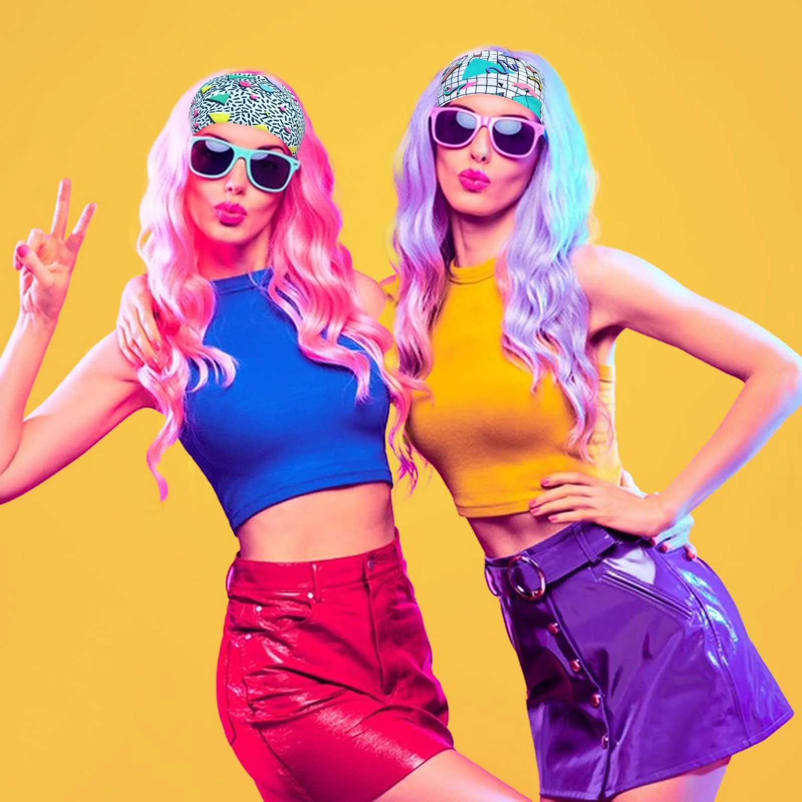 Пов'язка на голову Mabor 80-х Ретро принт, набір 4 шт., фото №5