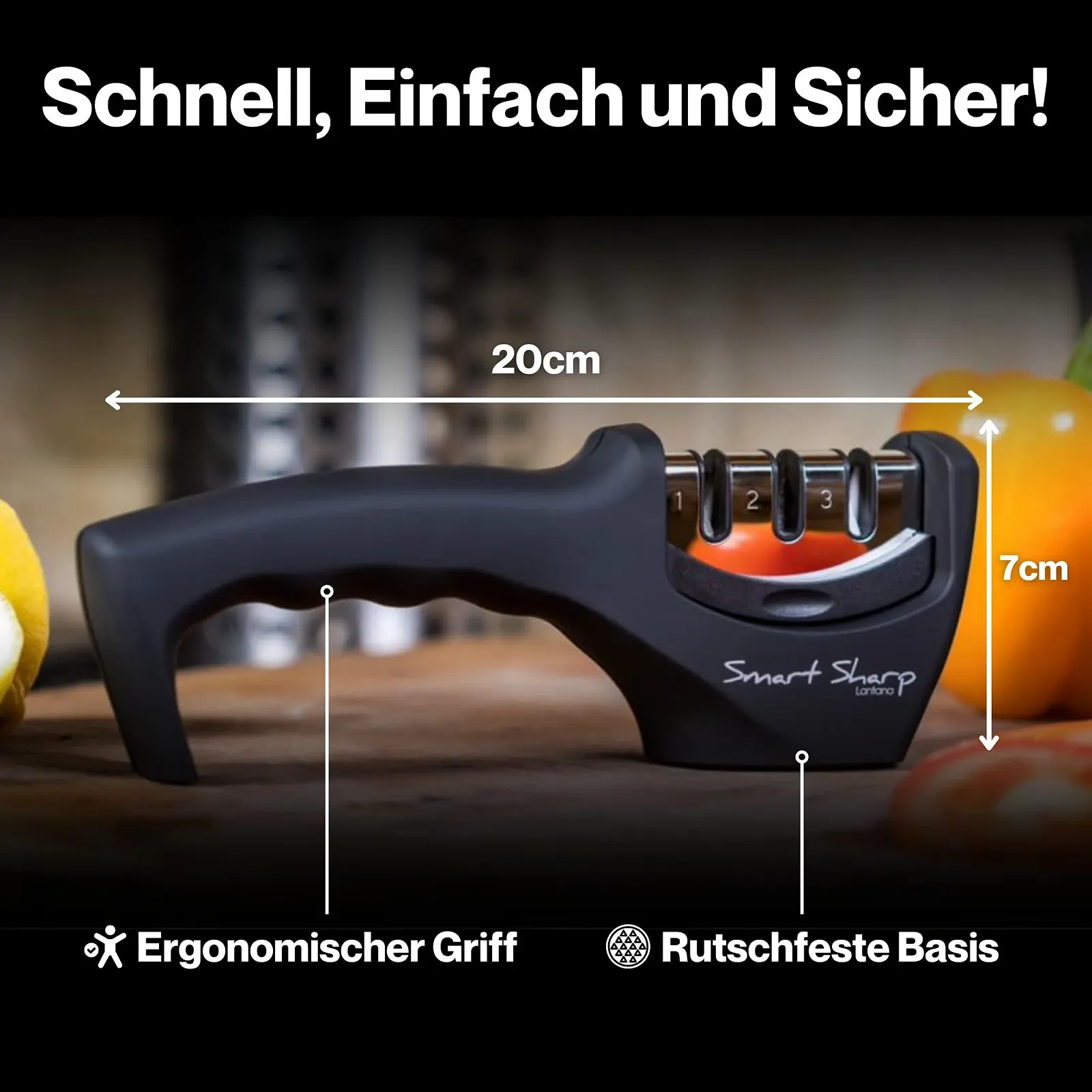 Точило для ножів Lantana Smart Sharp ручне 3-рівневе професійне, фото №3 Точило для ножів Lantana Smart Sharp ручне 3-рівневе професійне, фото №3