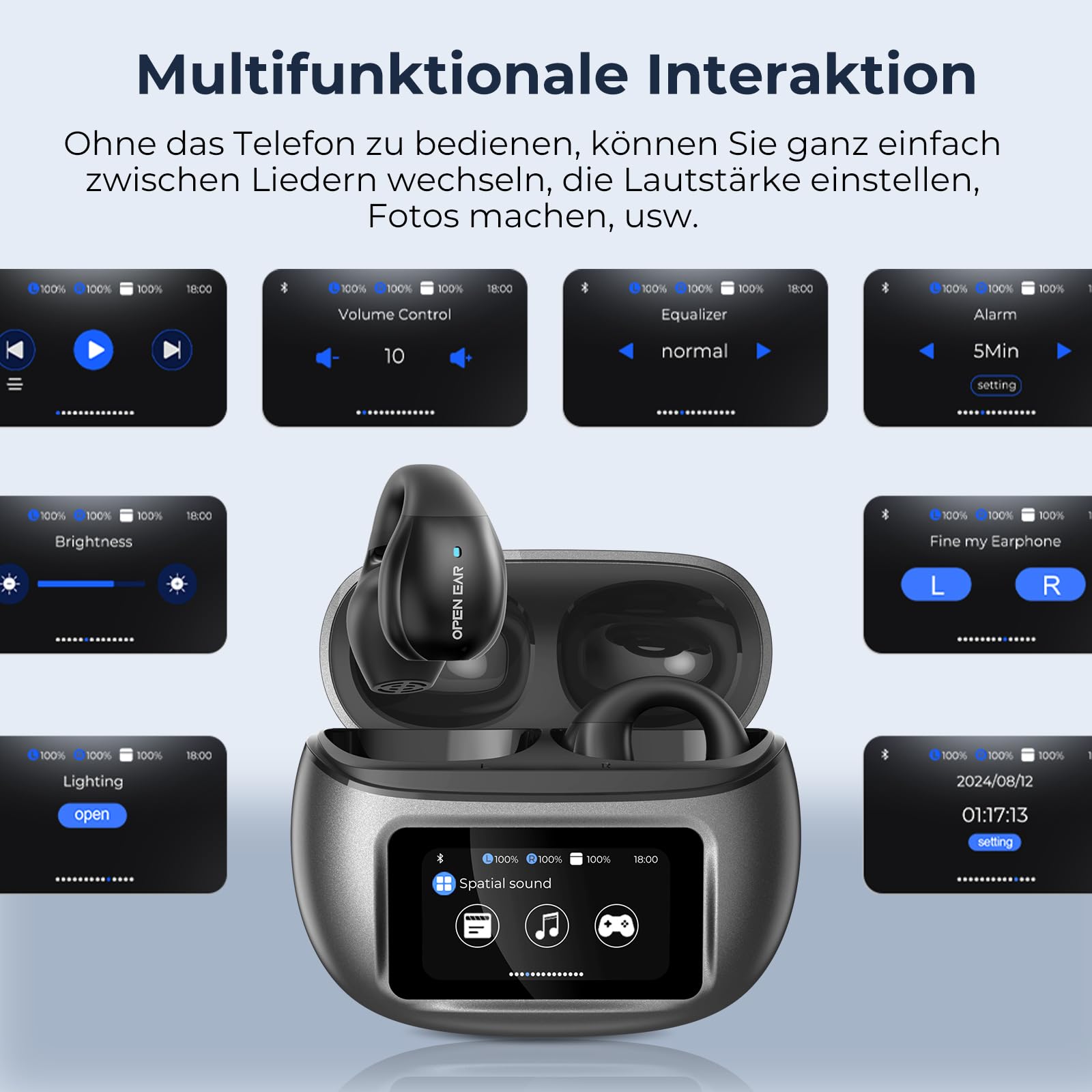 Наушники Relxhome Bluetooth 5.4 Открытые Уши HiFi Звук LED Дисплей IPX5, фото №5