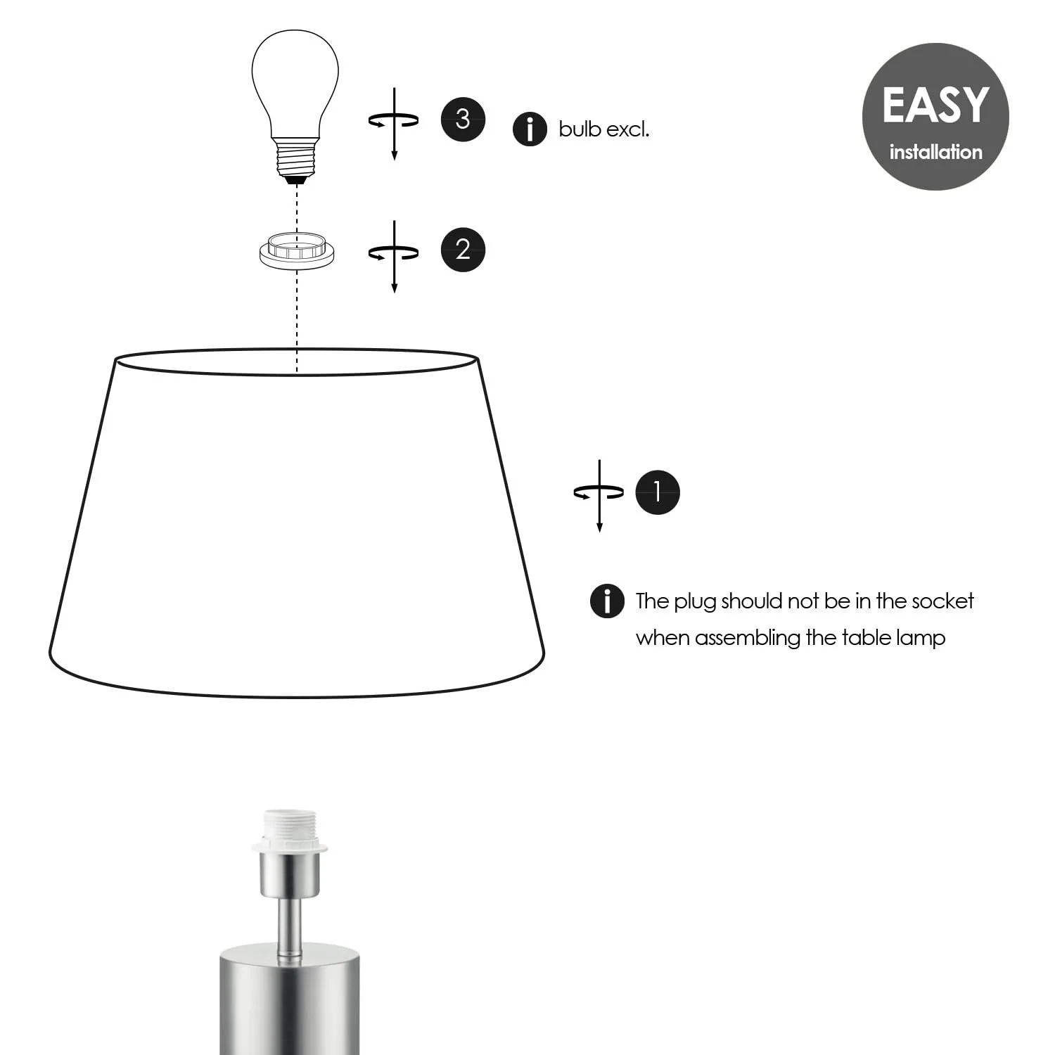 Настільна лампа Home Sweet Home Largo Cannes E27 Anthracite Metal Textile 24/24/48 см, фото №7