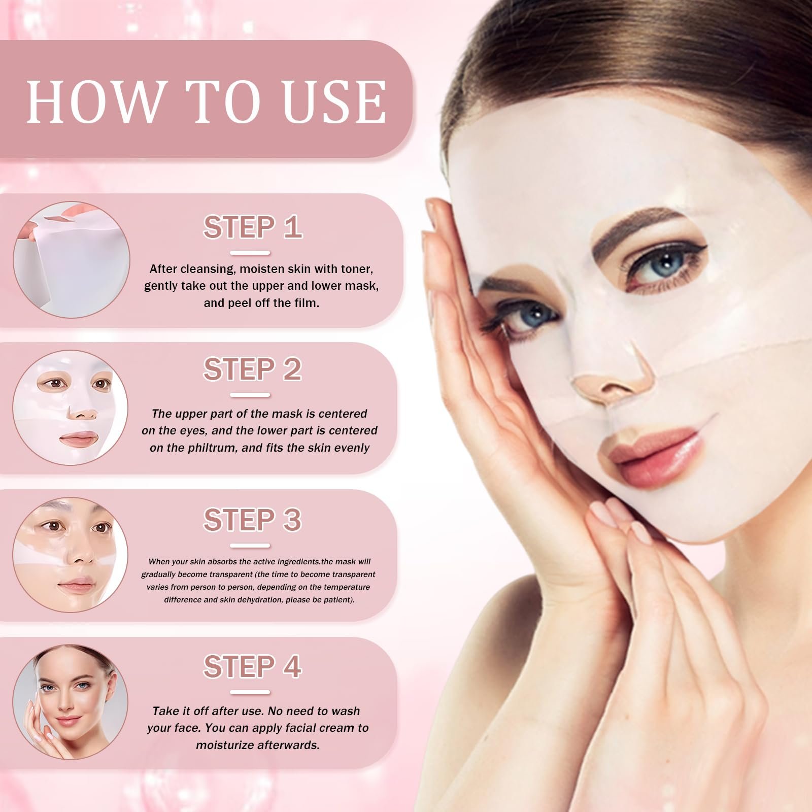 Набор из 10 органических коллагеновых масок, Органическая коллагеновая маска глубокого увлажнения, Коллагеновая маска глубокого увлажнения, Увлажняющая ночная маска, Уменьшает мелкие морщины, Антивозрастная и омолаживающая маска для лица, фото №3