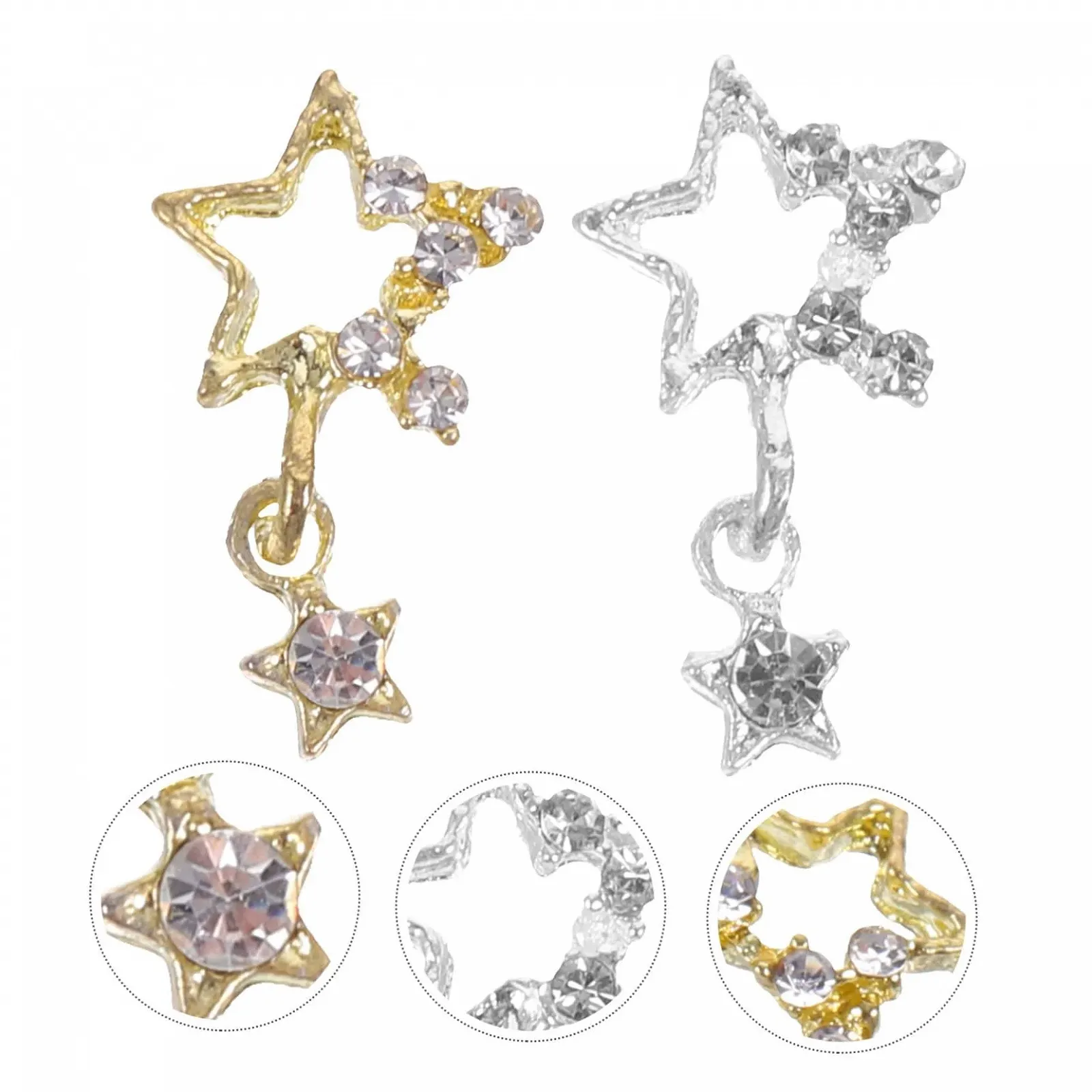 Украшение для ногтей Металл, 30 шт, в форме звезды, со стразами, фото №9