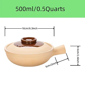 Горшок для запекания глиняный с одной ручкой в традиционном стиле керамический коричневый synthetic.ua - Фото 1