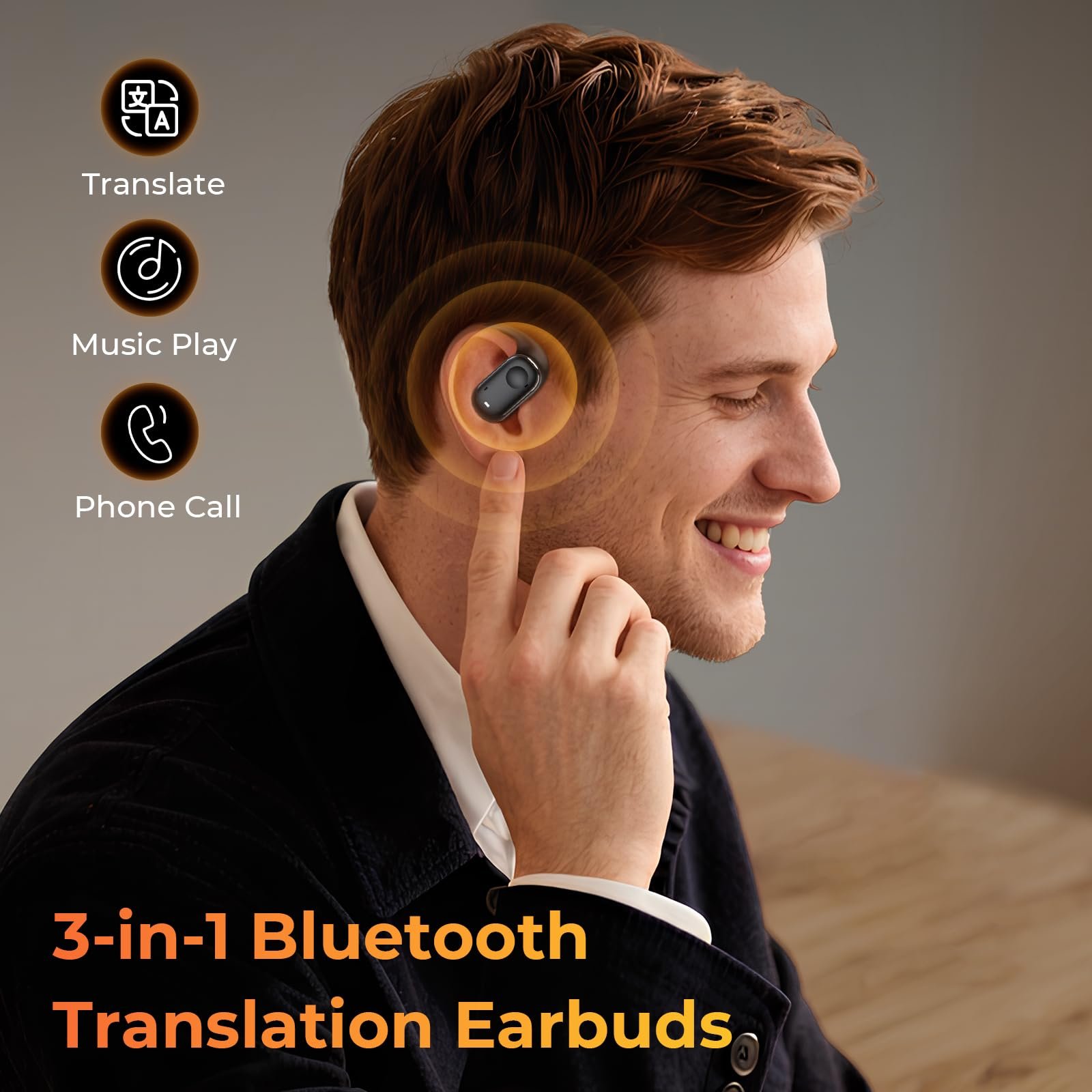 Наушники-переводчики Kentfaith AI, Bluetooth 5.3, 3-в-1, в реальном времени на 150 языках, точность 98%, фото №5