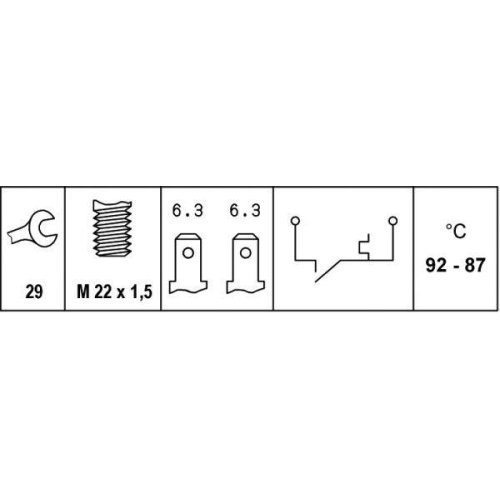 Термовимикач вентилятора радіатора HELLA 6ZT 007 800-001 для ALFA ROMEO AUDI FIAT, фото №2