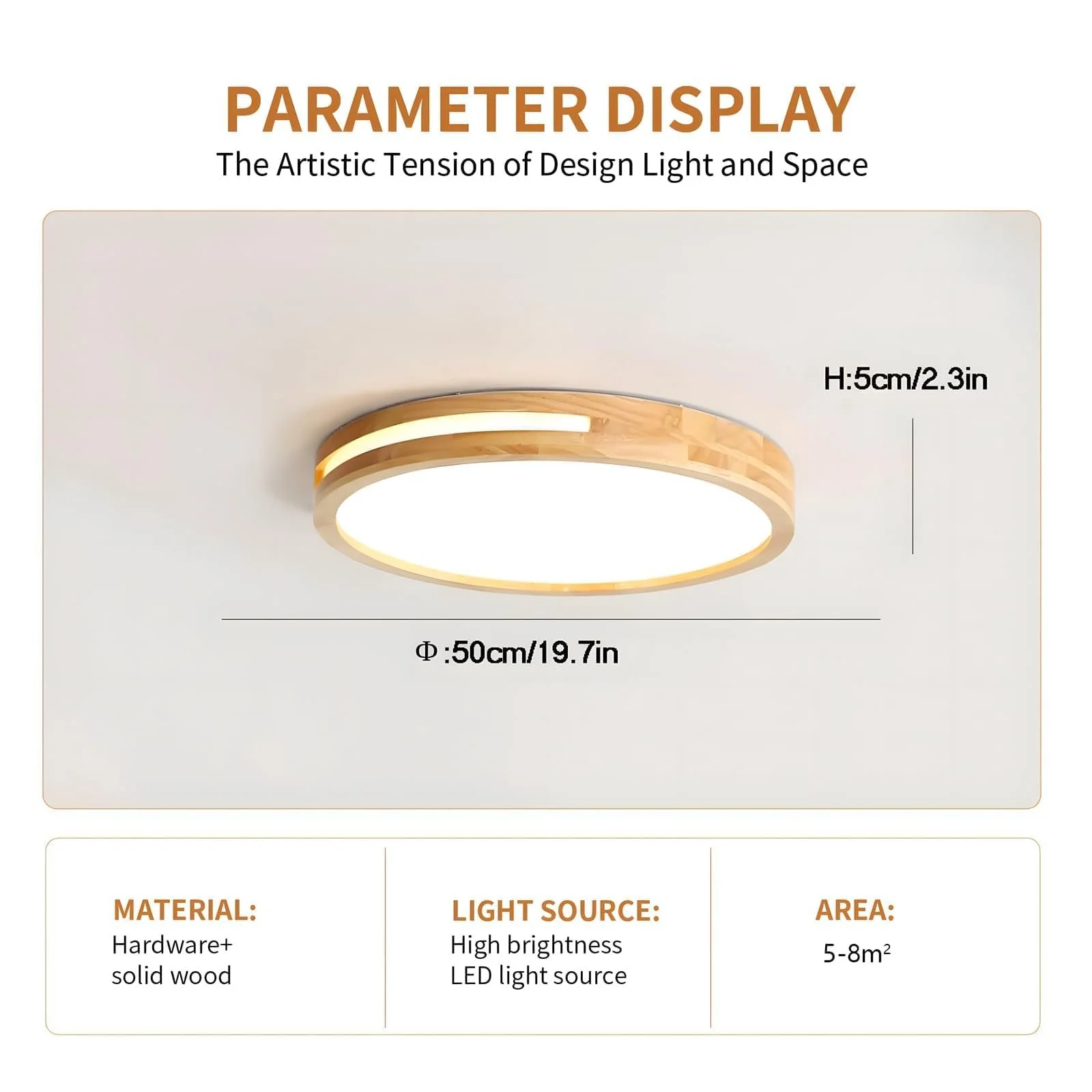 Світильник LED YYUTLUO Круглий Дерев'яний Нейтрально-білий 4500 K 1620 lm 18 Вт Діаметр 30 см, фото №4