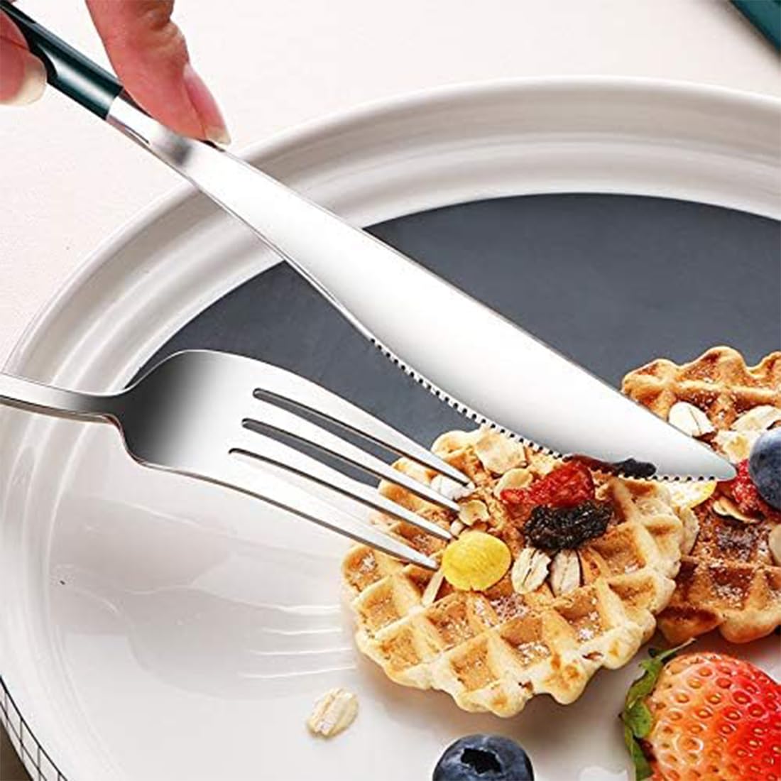 Набір EODKSE 4 шт. Camping Cutlery з нержавіючої сталі - ложка, вилка, ніж і мішечки, фото №4