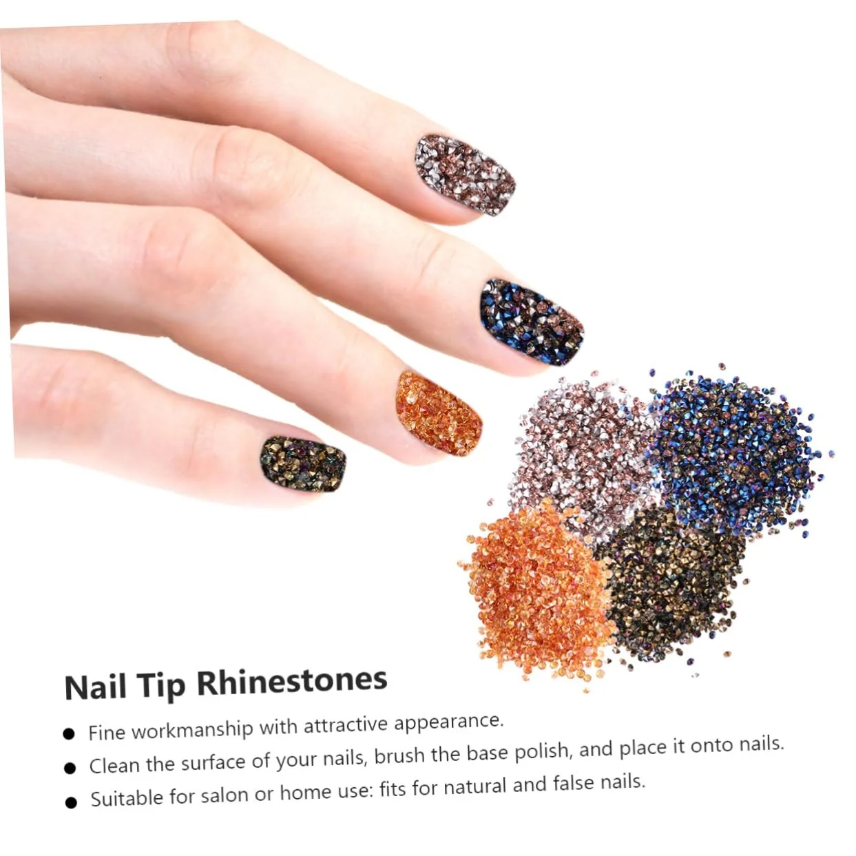 Стрази для нігтів Healeved, круглі, срібні, 4 пачки по 5760 штук, фото №3