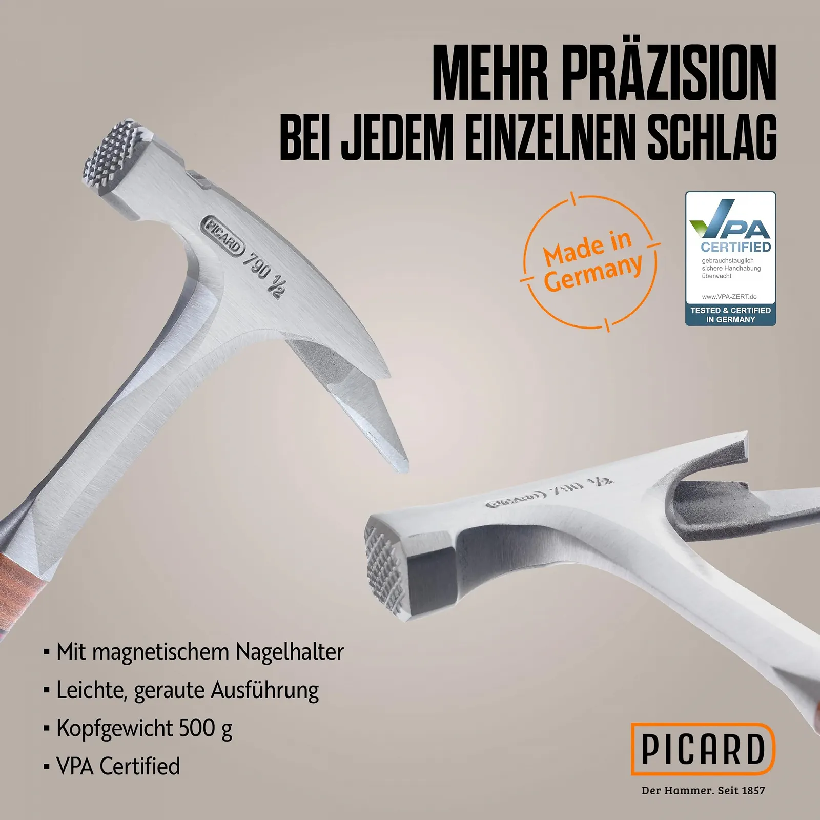 Молоток кровельщика Picard Braun Ataque Special 600 г, фото №3 Молоток кровельщика Picard Braun Ataque Special 600 г, фото №3