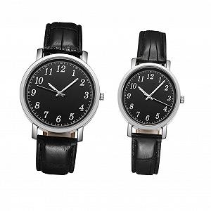 Часы Healvian Мужские Женские с Шикарным Дизайном Черный Циферблат Черный Ремешок Модные 2 шт., черный - Фото 1