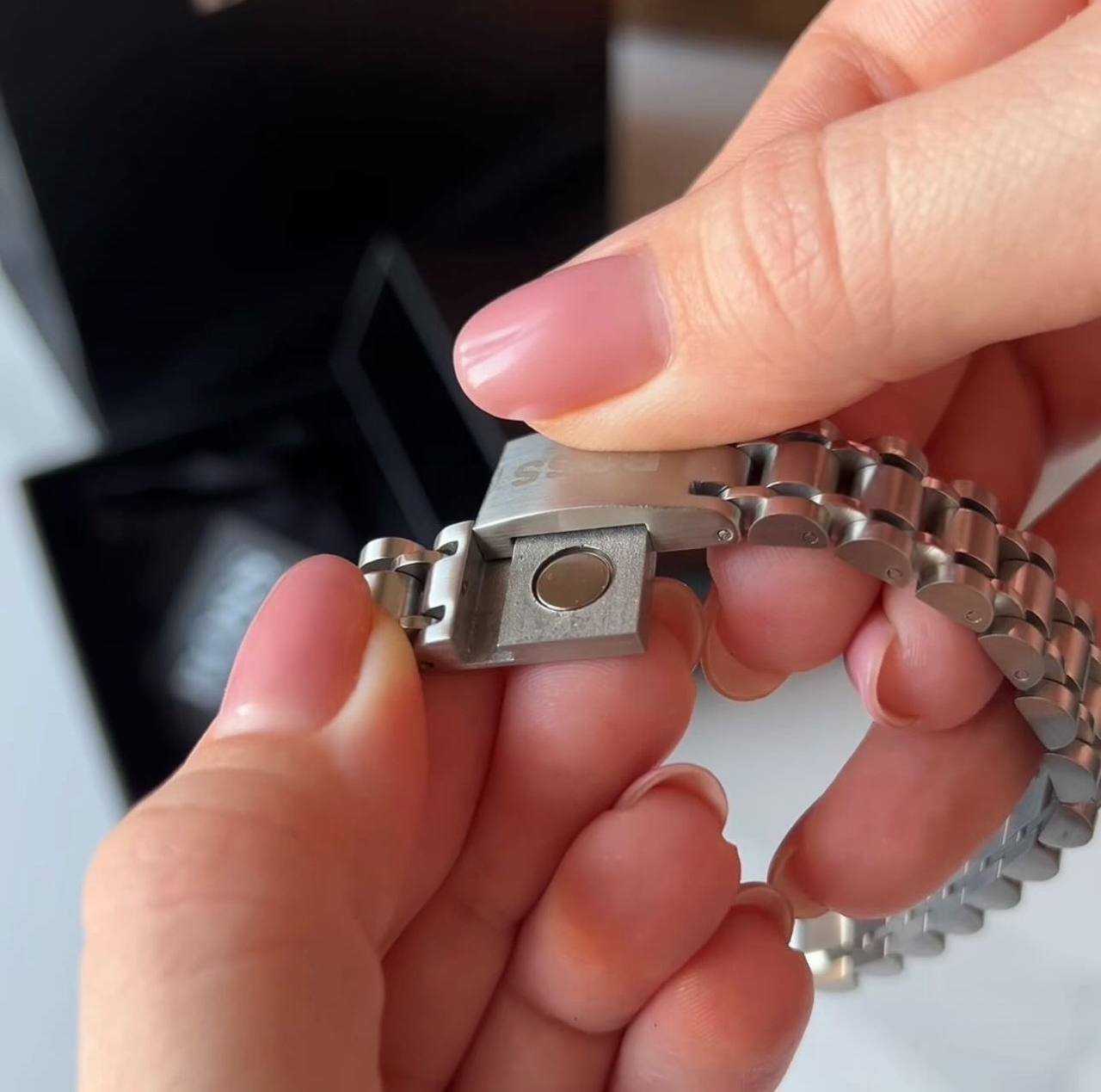 Чоловічий браслет на руку сталевий срібного кольору в подарунковій упаковці, фото №7