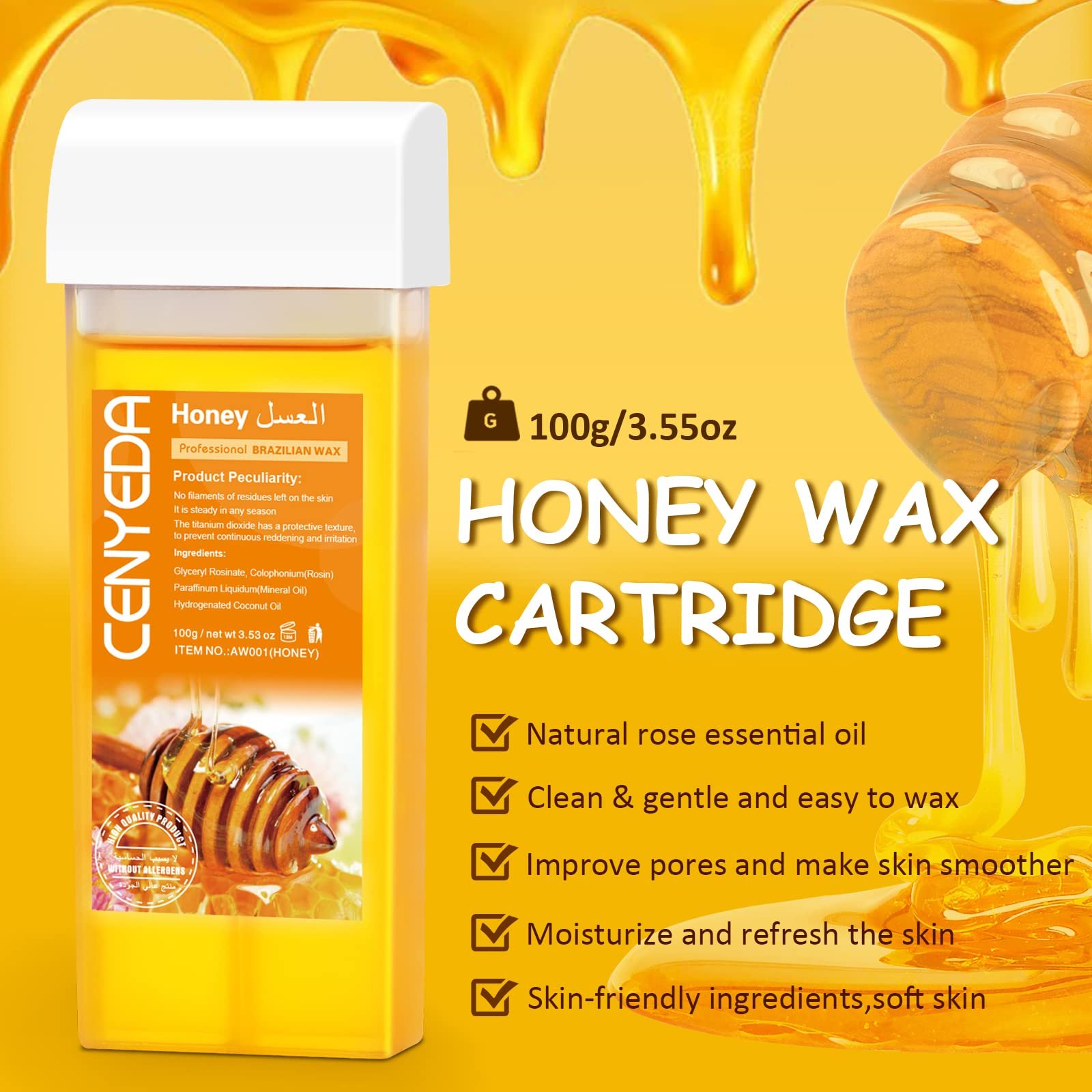 Набор для депиляции CENYEDA Digital Roll On Wax Kit цифровой воскоплав с 2 медовыми картриджами, 10 маслами и 100 полосками, фото №3