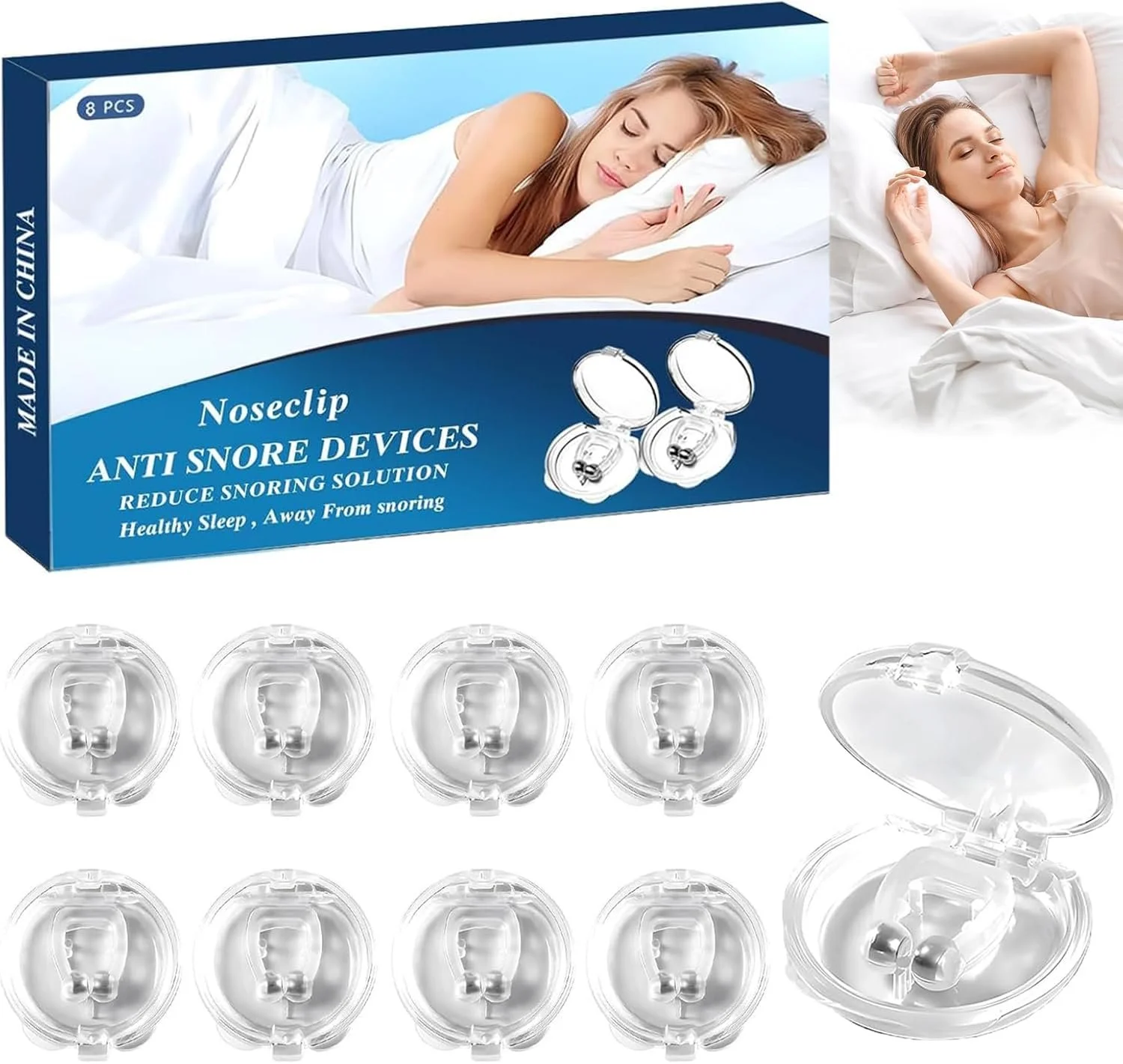 Зажим от храпа 8 шт. Противохрапенный носовой, фото №1