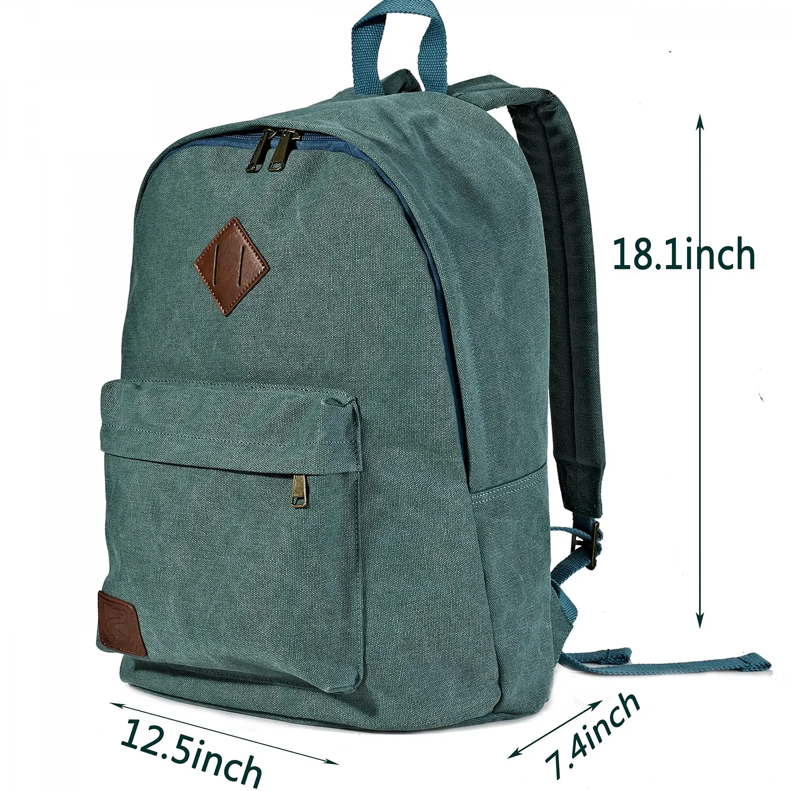 Рюкзак для ноутбука Canvas Vintage ультралегкий 15.6 дюйма Бирюзовый, фото №3