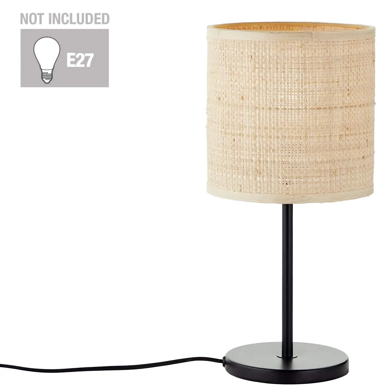 Настільна лампа INSPIRE CARVI 1 x E27 макс. 40 Вт В. 36 см Рафія Метал Чорний Бохо, фото №4