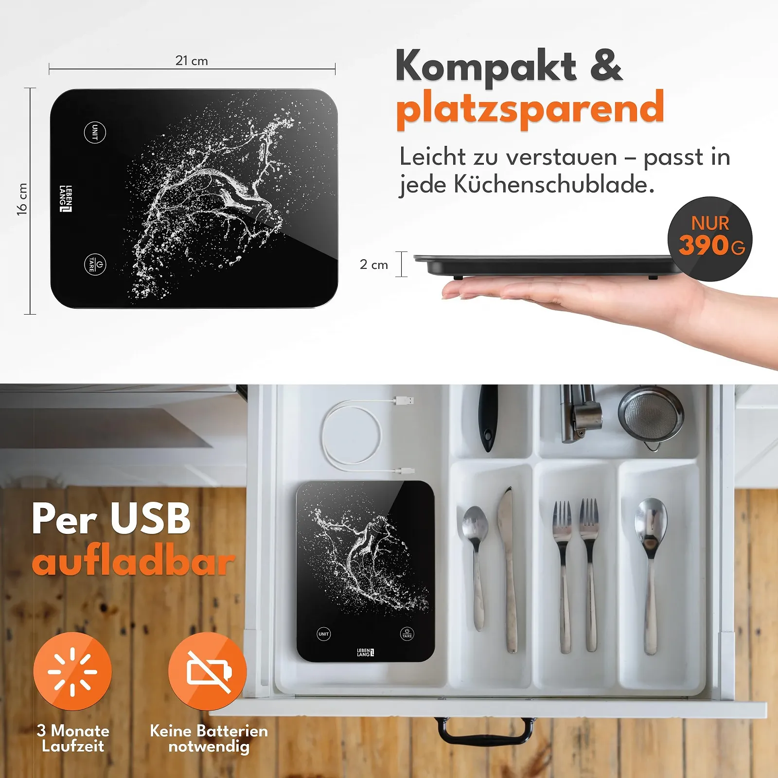 Кухонні ваги цифрові LEBENLANG водонепроникні USB акумуляторні до 10 кг Чорні, фото №5 Кухонні ваги цифрові LEBENLANG водонепроникні USB акумуляторні до 10 кг Чорні, фото №5