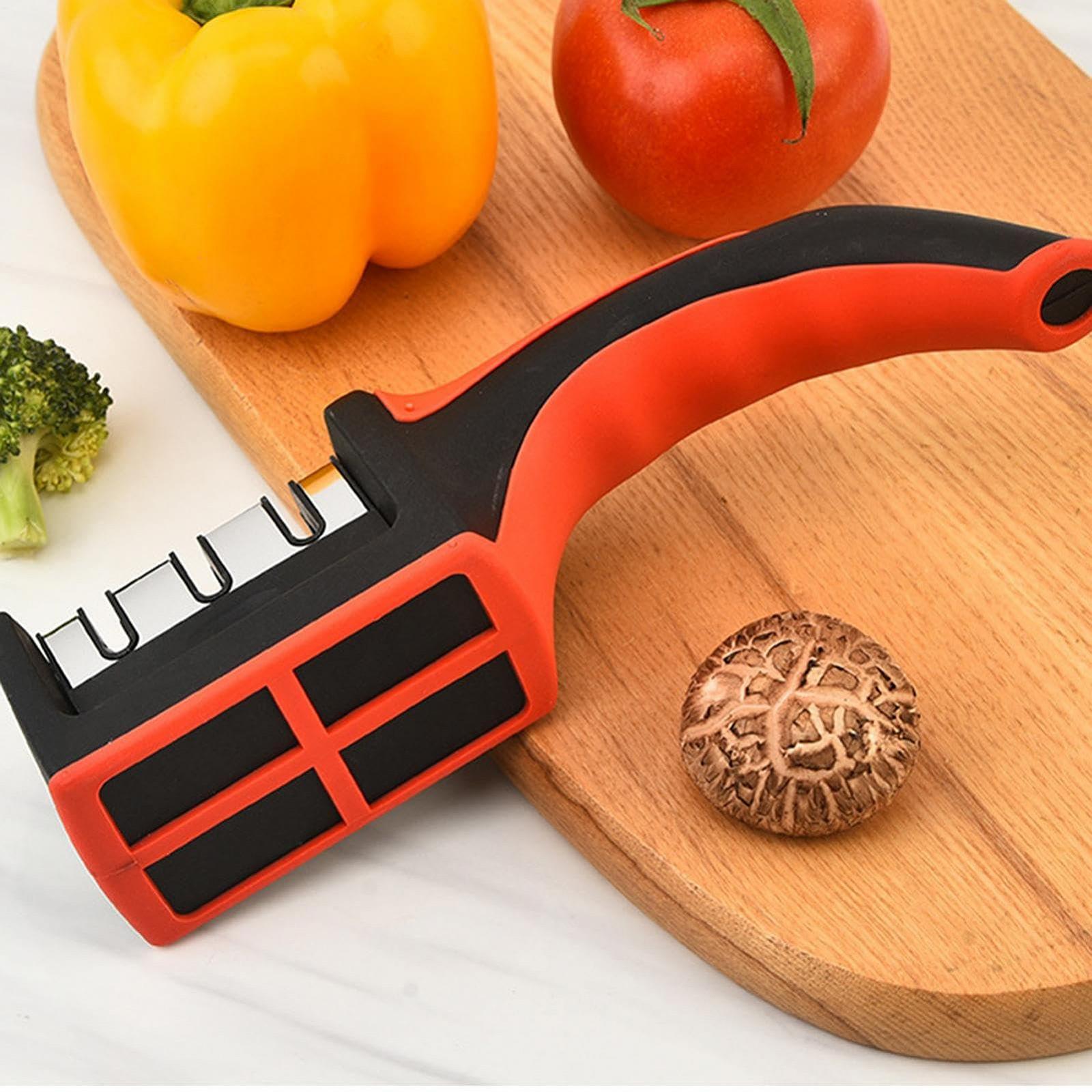 Точилка для ножей ручная 4-ступенчатая многофункциональная антискользящая с отверстием для подвешивания, фото №7