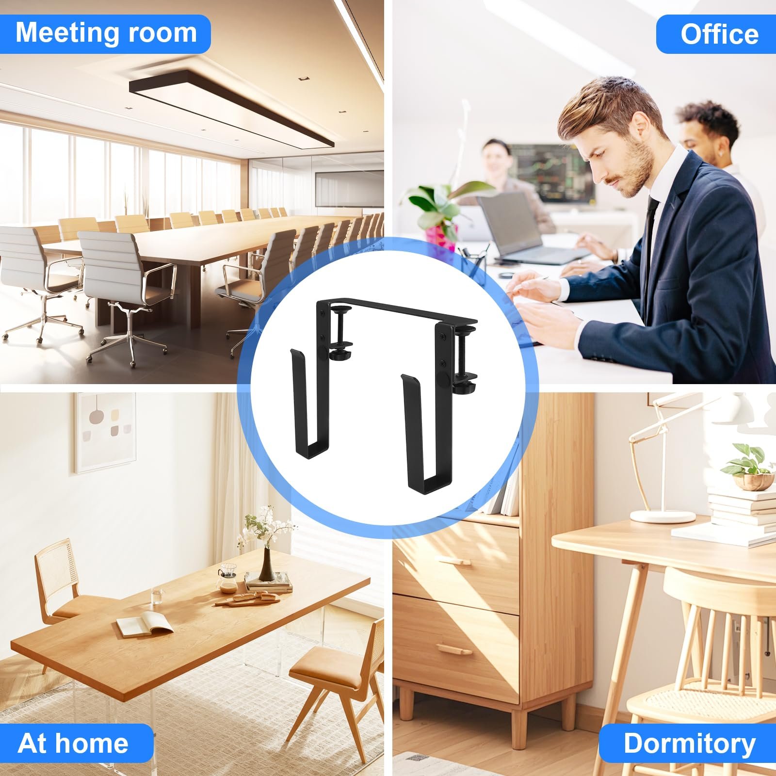 Подвесной органайзер для ноутбука Алюминиевый регулируемый держатель для ноутбука сбоку стола Грузоподъемность 10 кг Нескользящая подвеска, фото №7