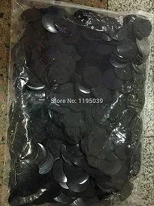 Круглі Паєтки 30 мм, 50 г, великі, плоскі, чорні, з боковим отвором - Фото 1