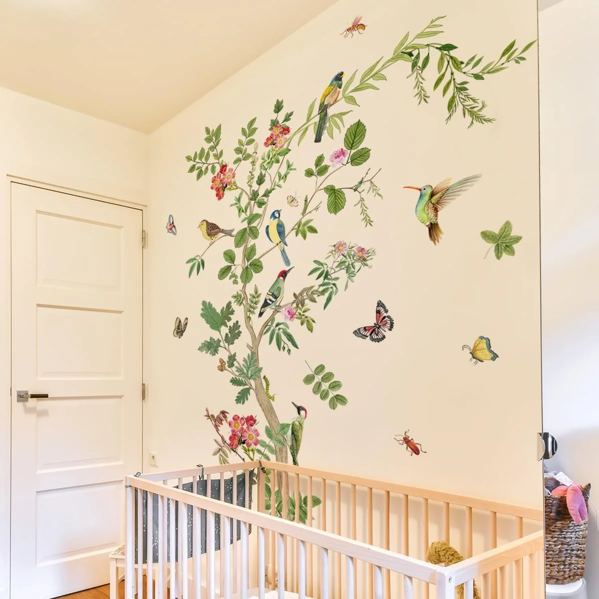 Наклейка на стіну Runtoo Large Tree Branch Vintage Flower Plants Birds, фото №3