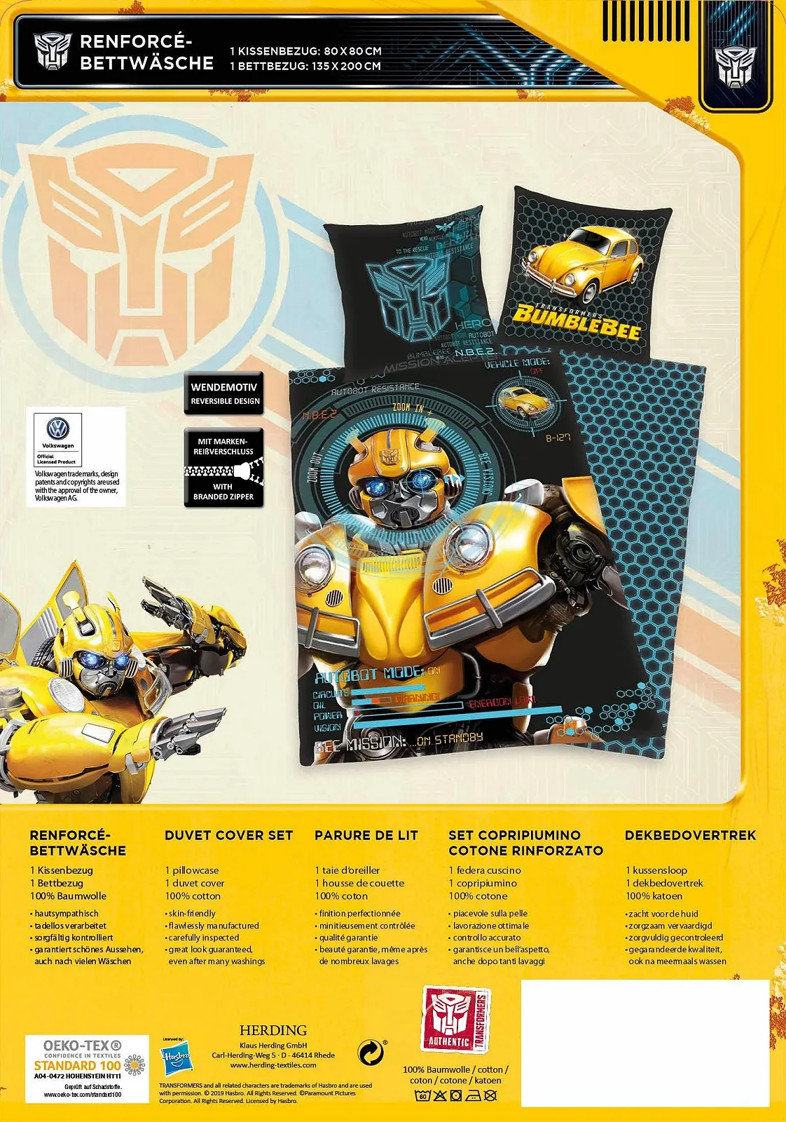 Комплект постільної білизни Herding TRANSFORMERS двосторонній бавовна/Renforcé 135 x 200 см Чорний/Різнокольоровий, фото №6